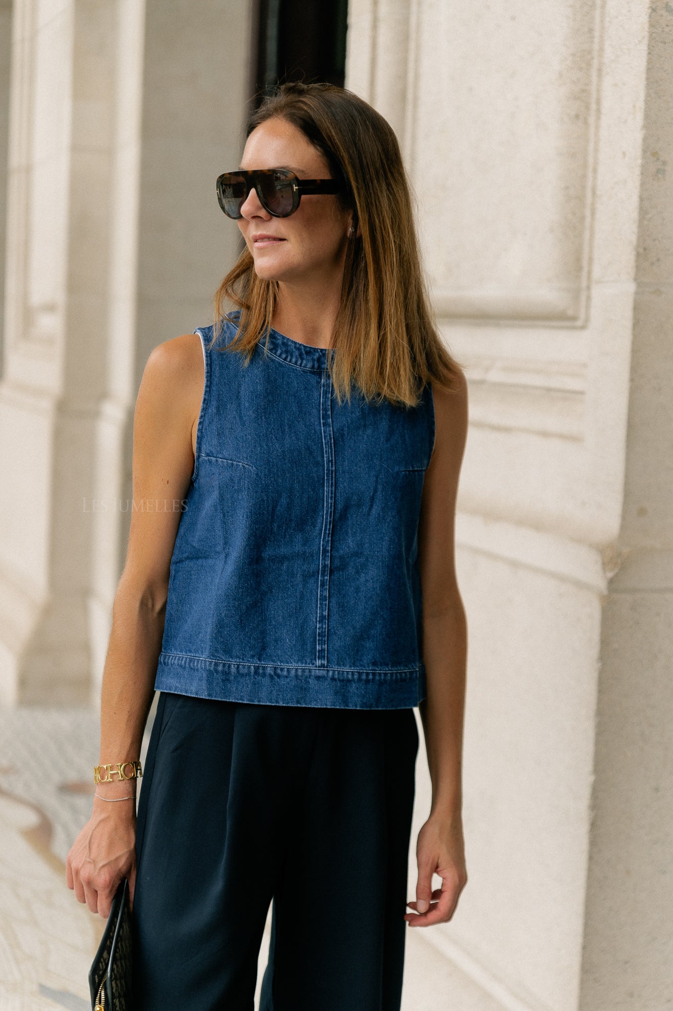 Lucy SL denim top dark blue