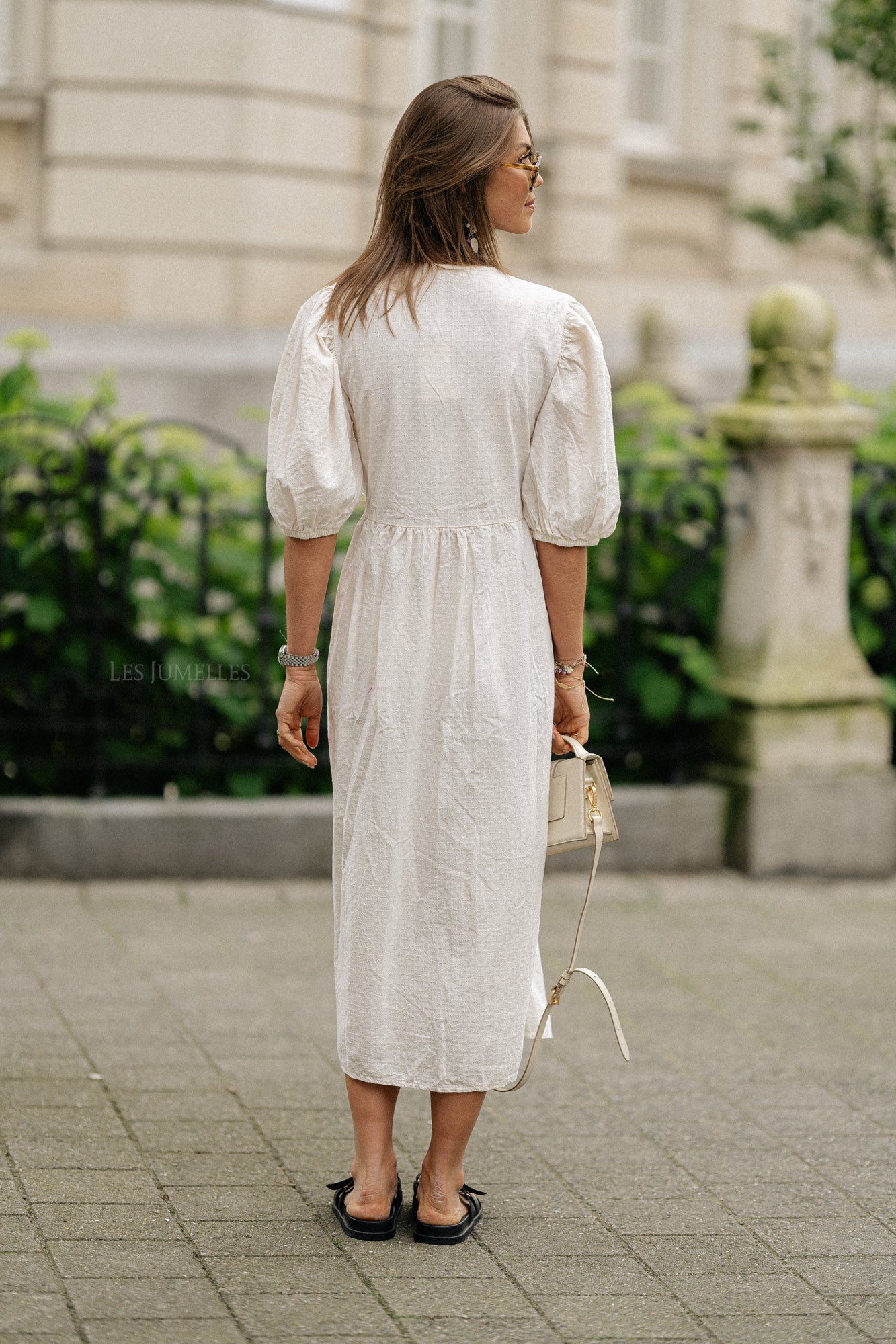 Juliette diagonales Wickelkleid in Hellbeige