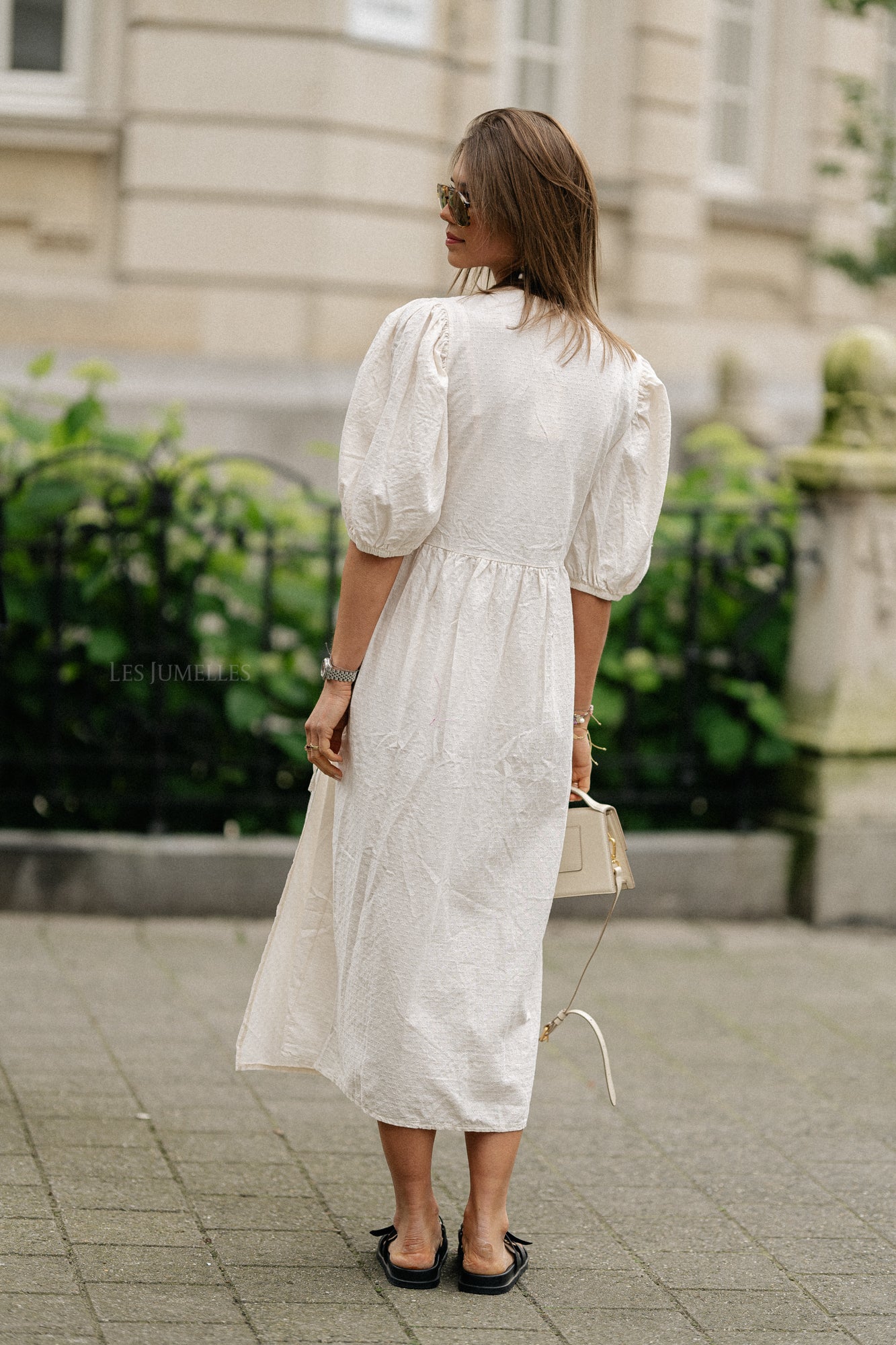 Juliette diagonales Wickelkleid in Hellbeige