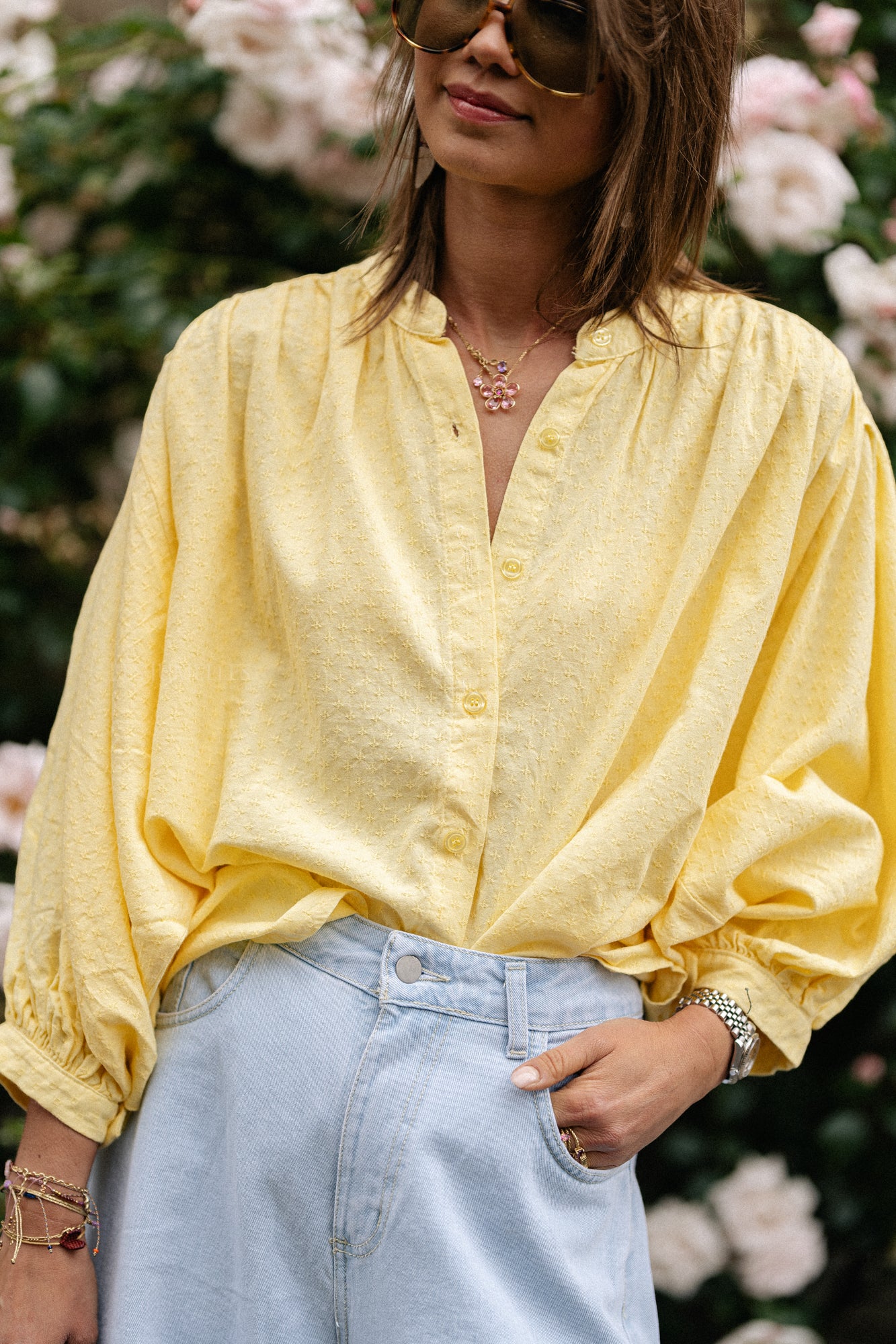 Cadie Baumwollbluse gelb