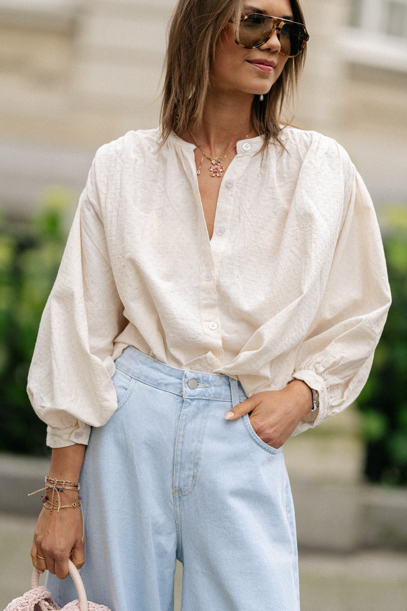 Cadie Baumwollbluse hellbeige