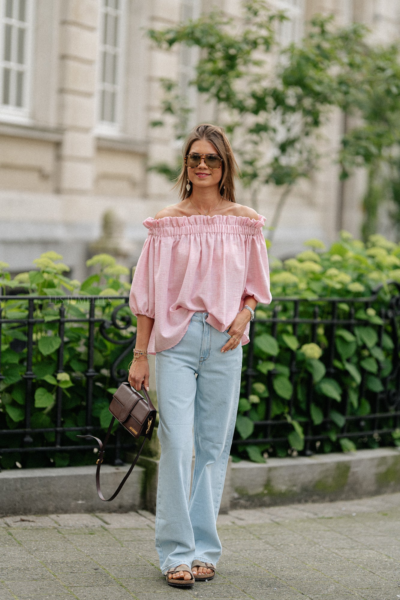Anabel Schulterfreie Bluse hellrosa