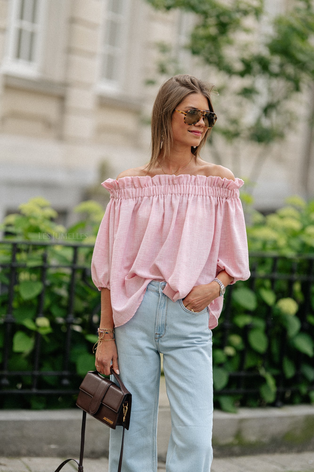 Anabel Schulterfreie Bluse hellrosa