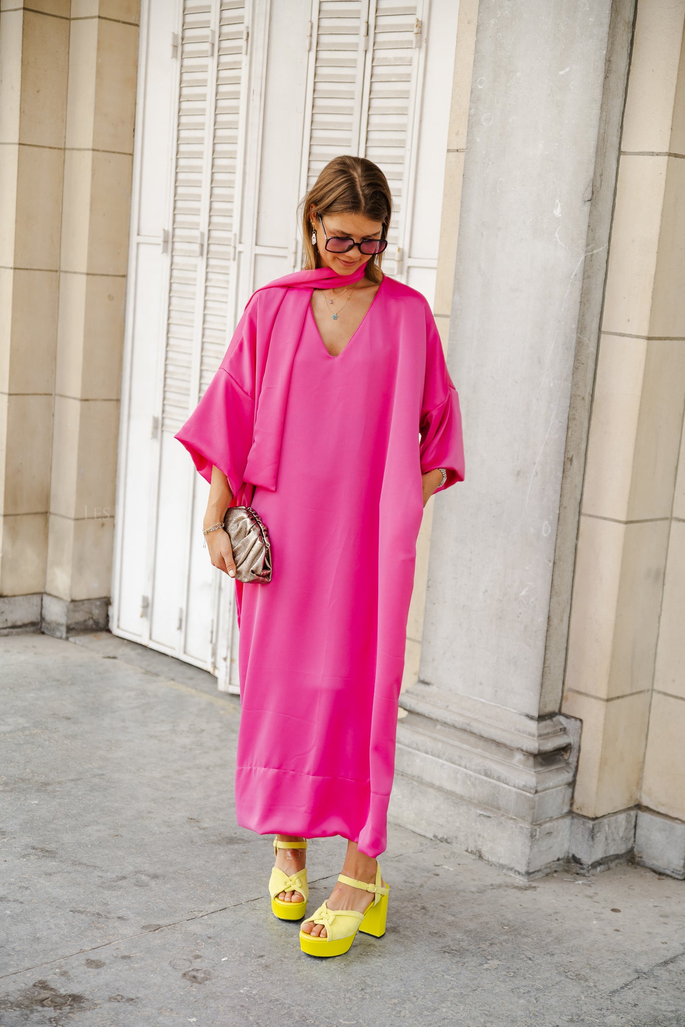 <tc>Robe longue Imke fuchsia</tc>
