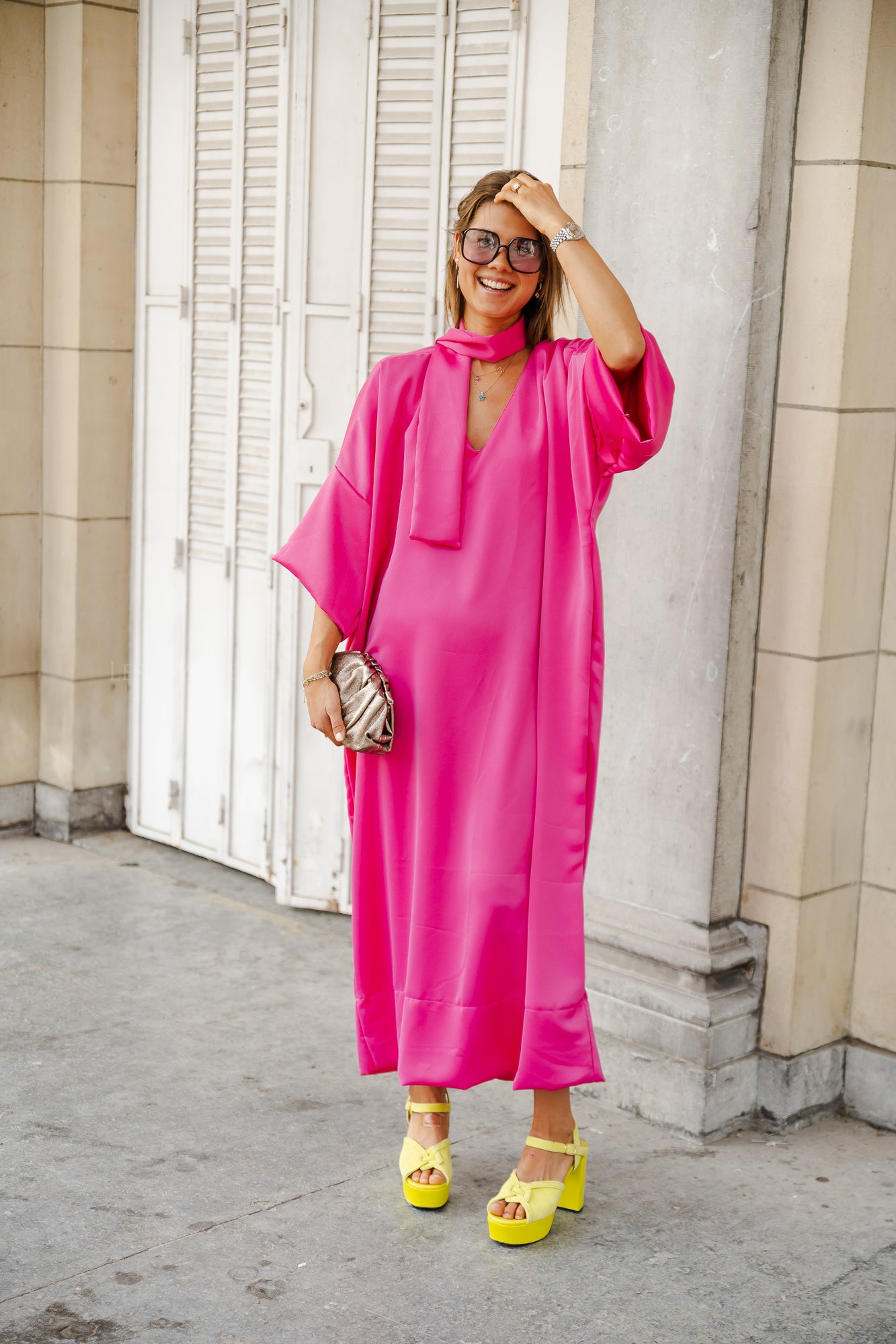 <tc>Robe longue Imke fuchsia</tc>