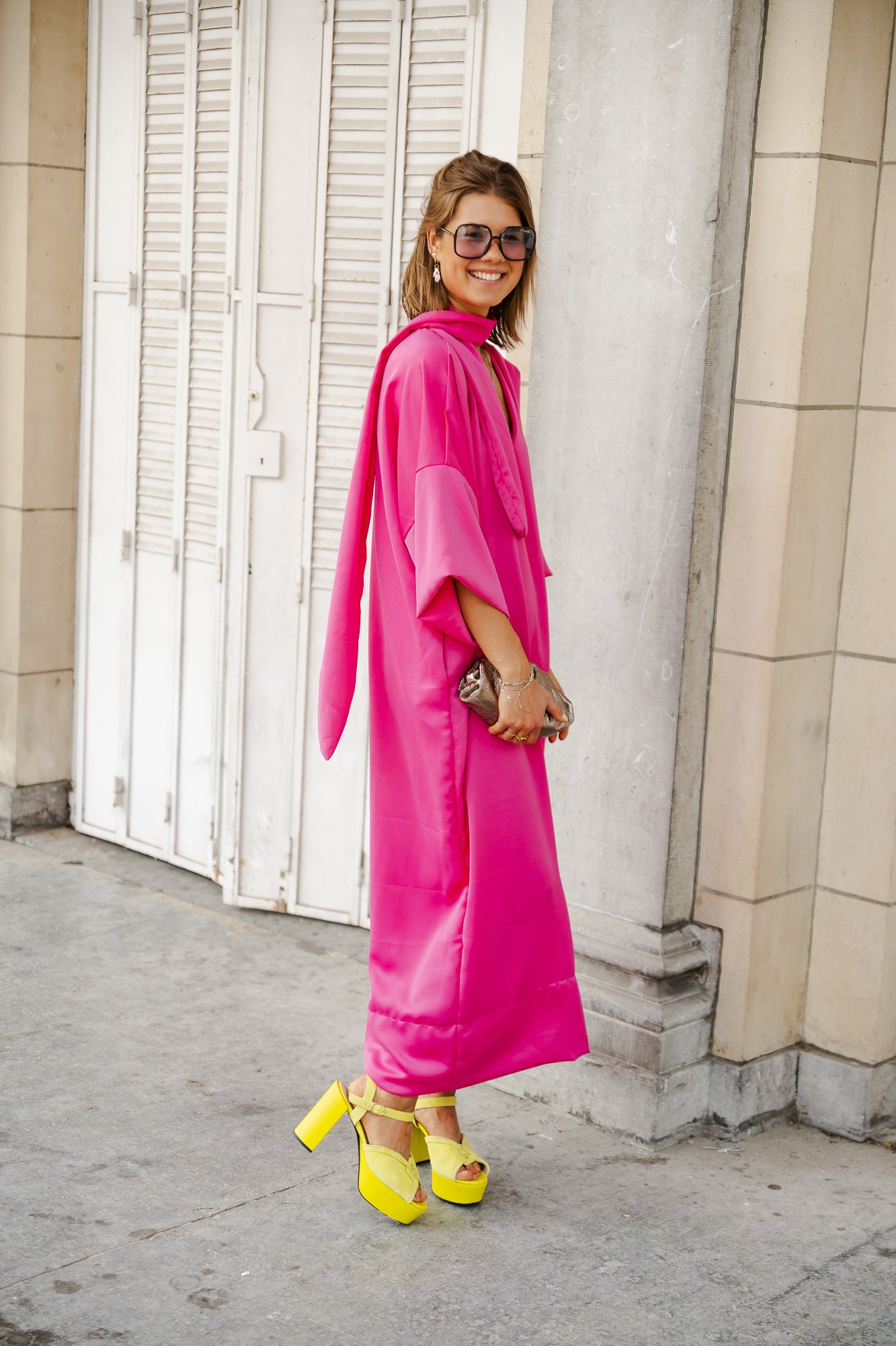 <tc>Robe longue Imke fuchsia</tc>