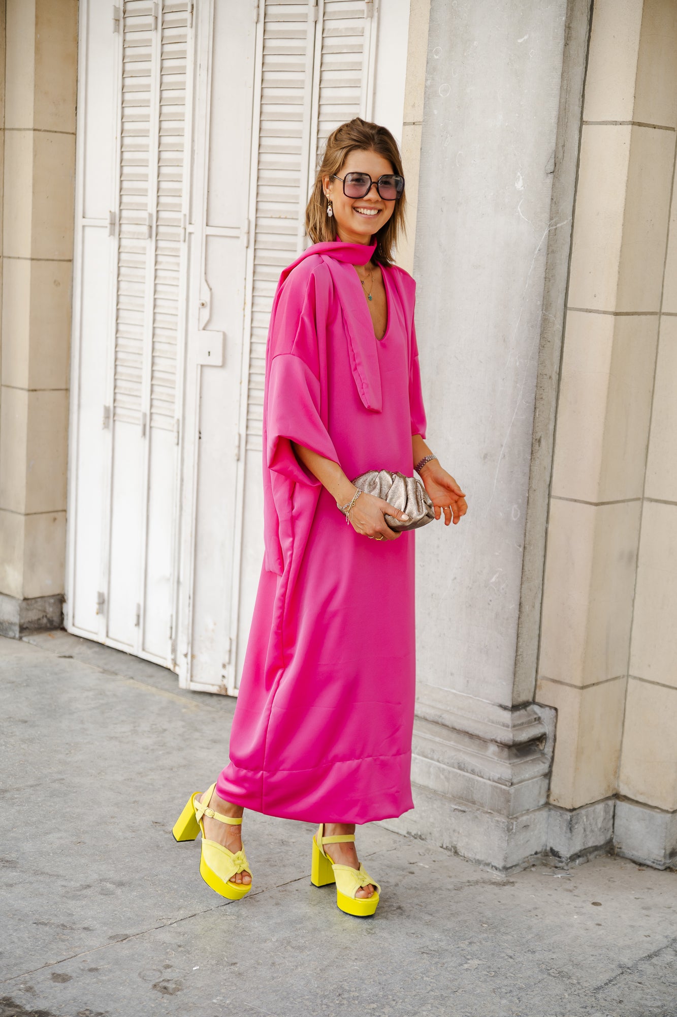 <tc>Robe longue Imke fuchsia</tc>