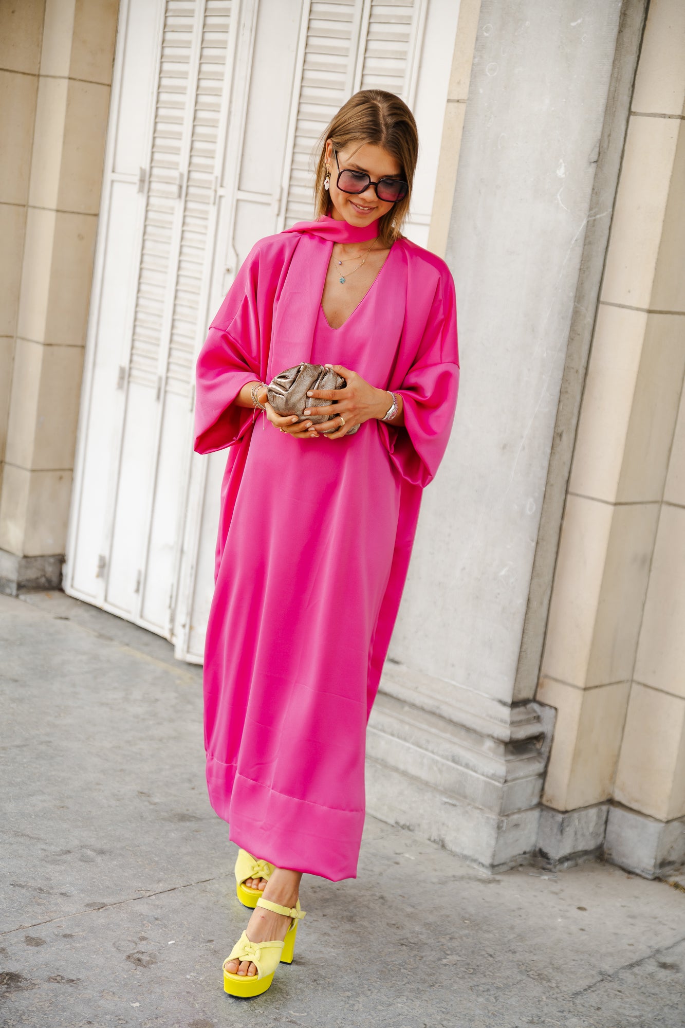 <tc>Robe longue Imke fuchsia</tc>