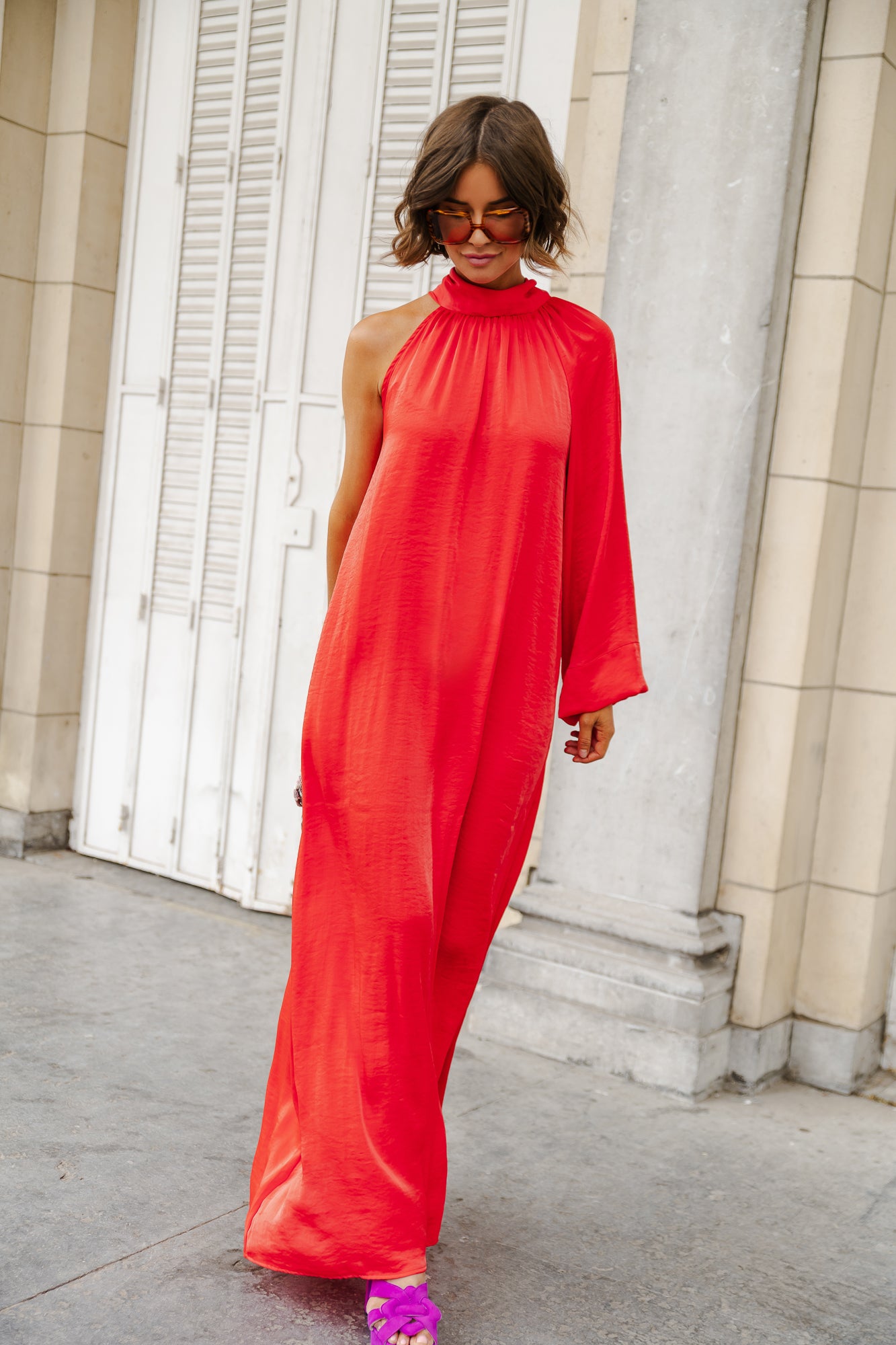 <tc>Chloe ein Schulter langes Kleid orange</tc>