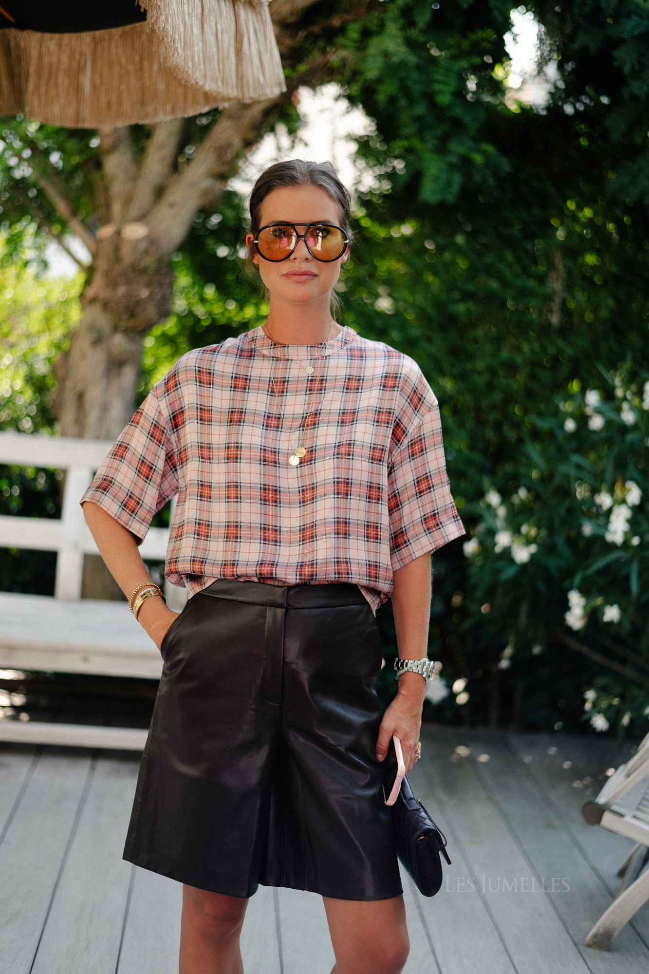 Yasmeen T-shirt blouse pink check