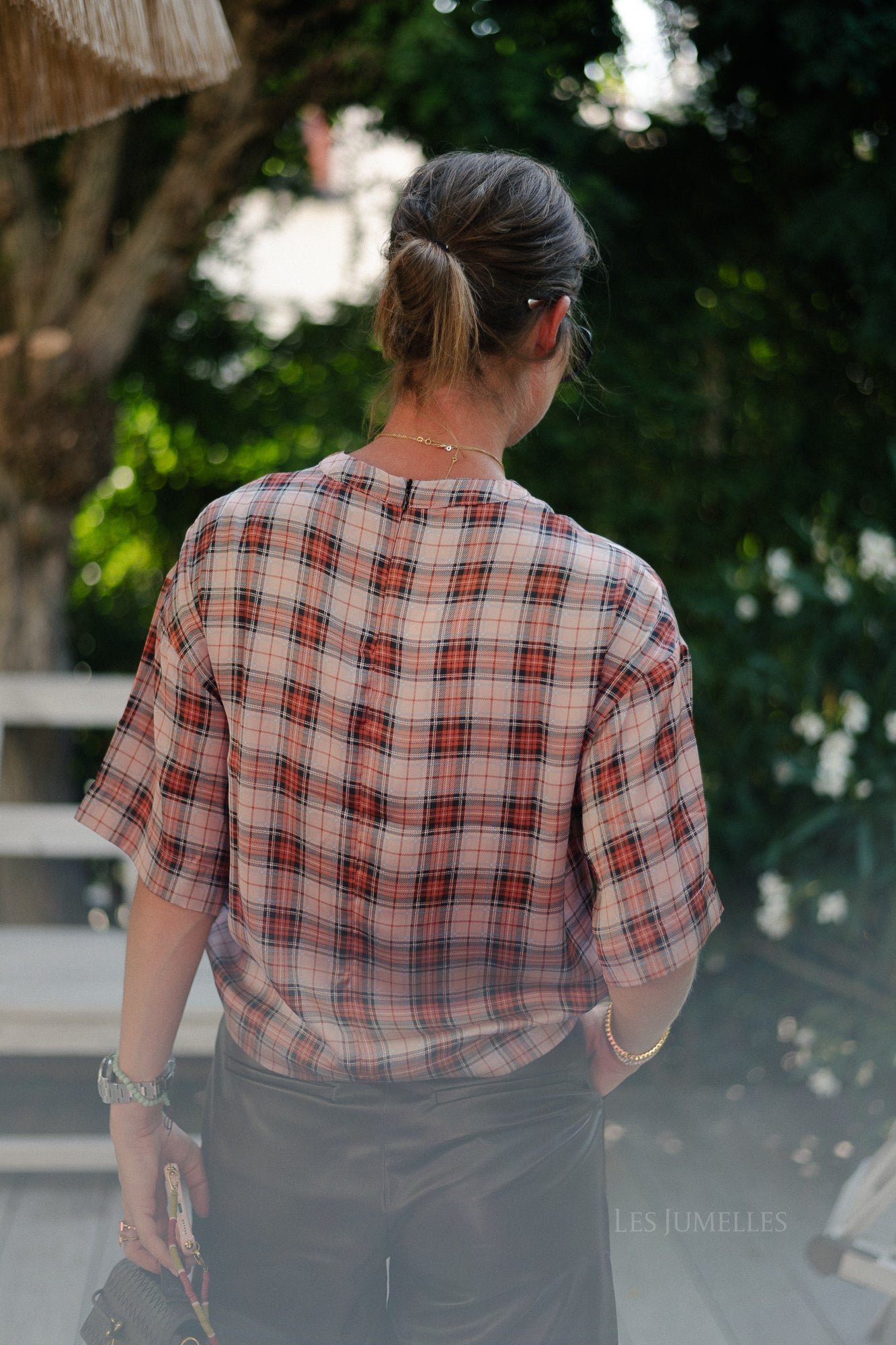 Yasmeen T-shirt blouse pink check