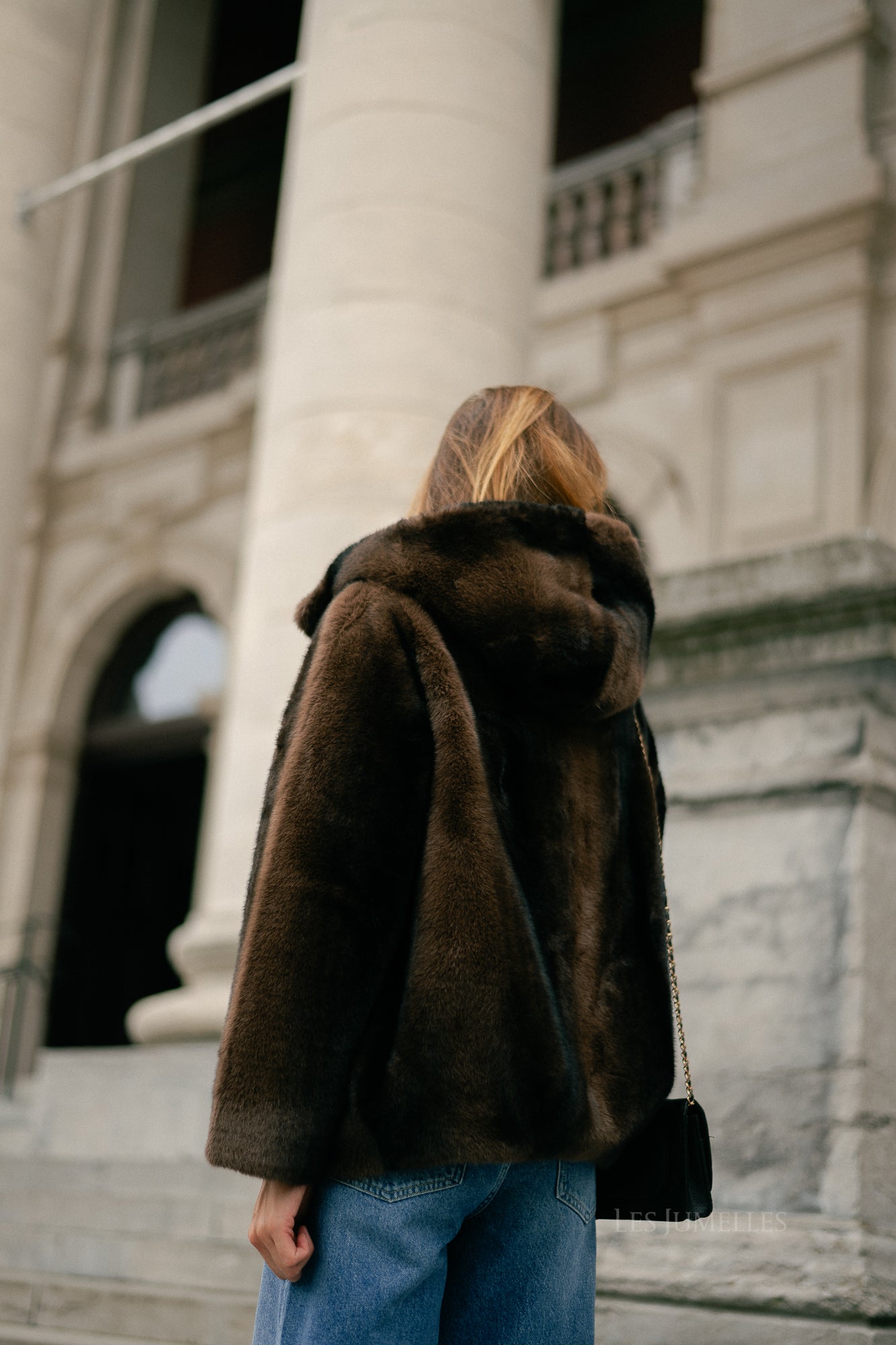 Marie hooded faux fur coat brown