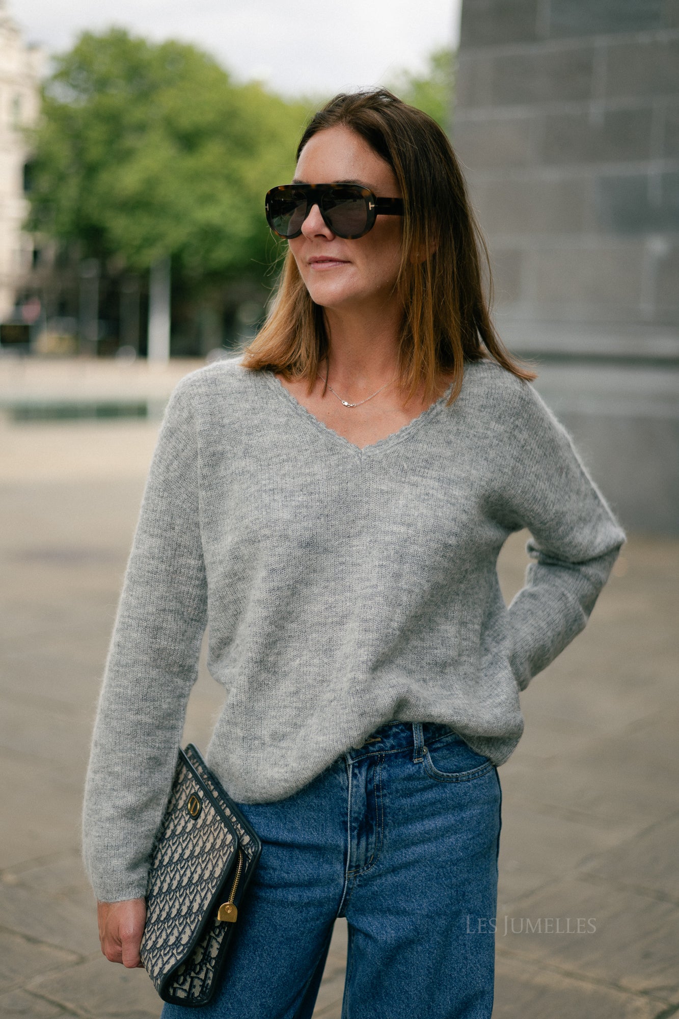 Eunice V-neck jumper anthracite grey