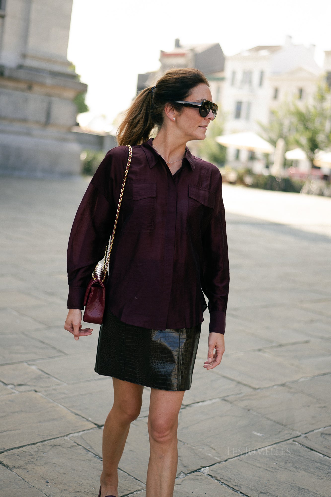 ROUAlinine LS oversized shirt aubergine