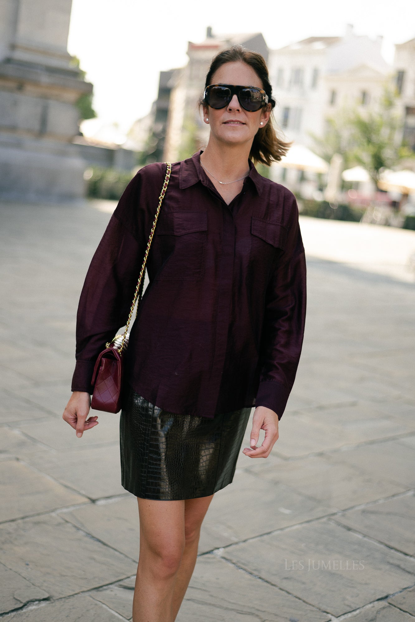ROUAlinine LS oversized shirt aubergine