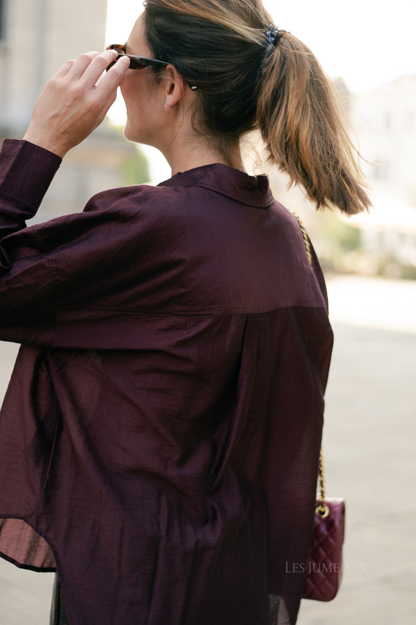 ROUAlinine LS oversized shirt aubergine