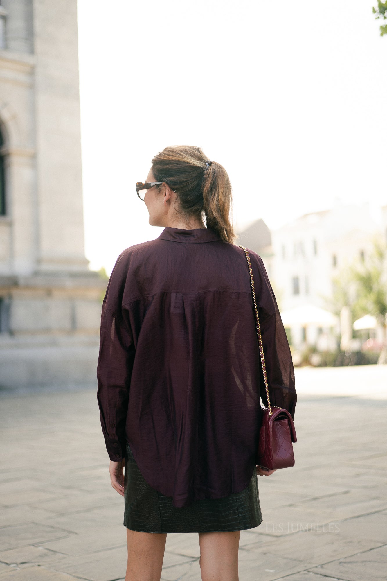 ROUAlinine LS oversized shirt aubergine