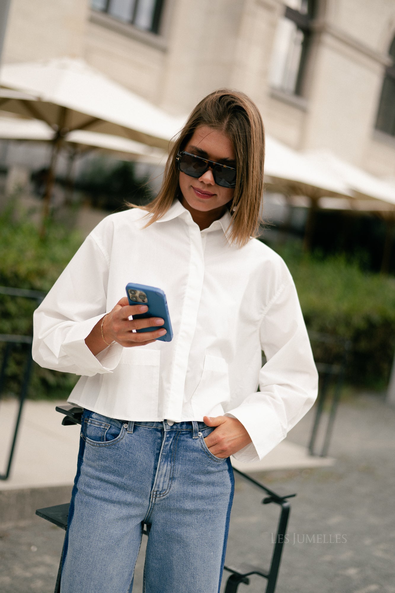 YASRoyalee LS short shirt star white