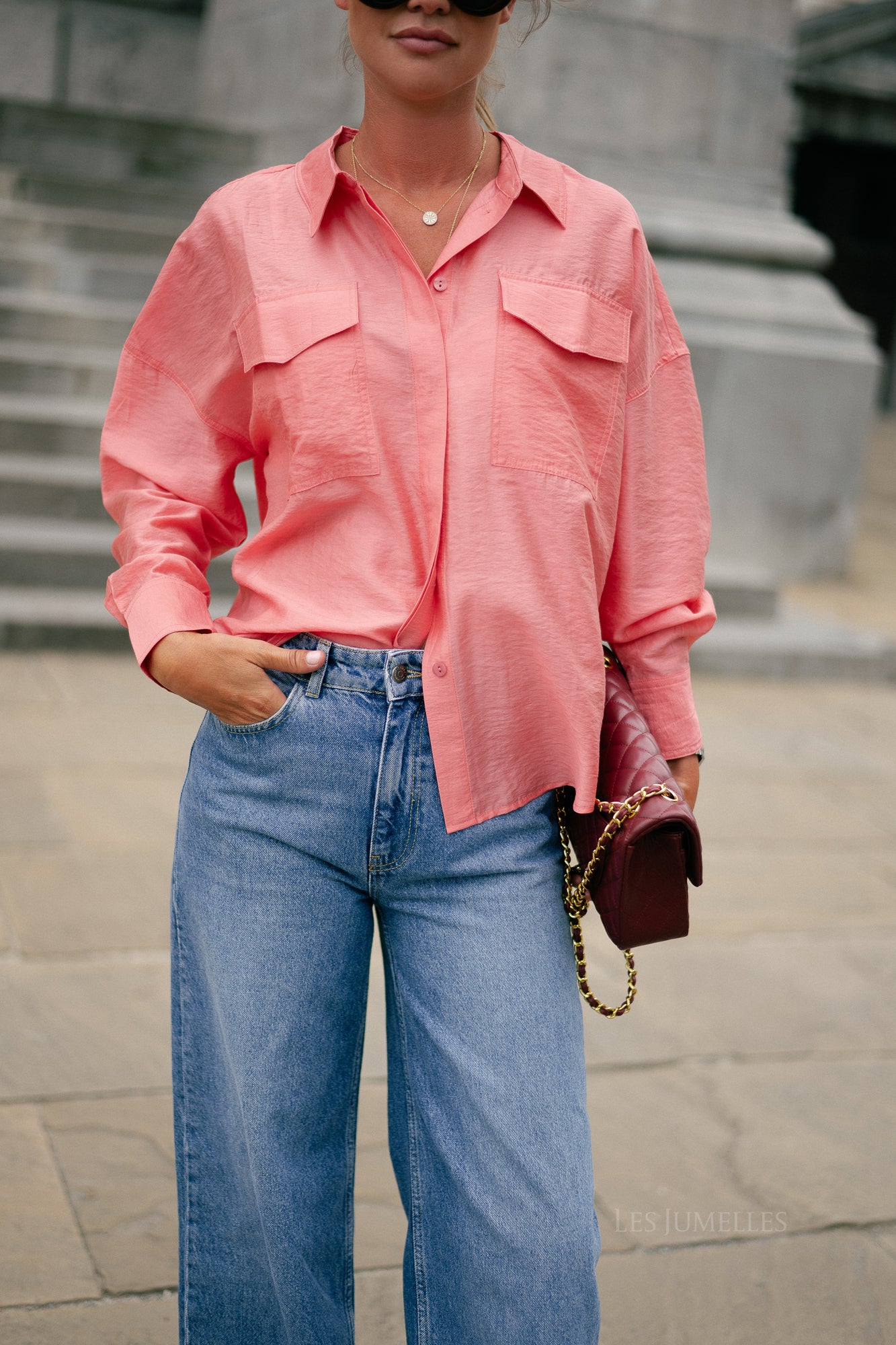 ROUAlinine LS oversized shirt peach blossom