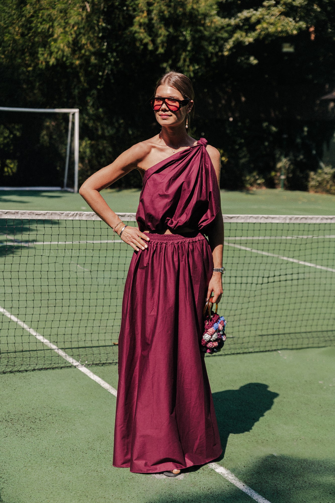 Fran one shoulder top burgundy