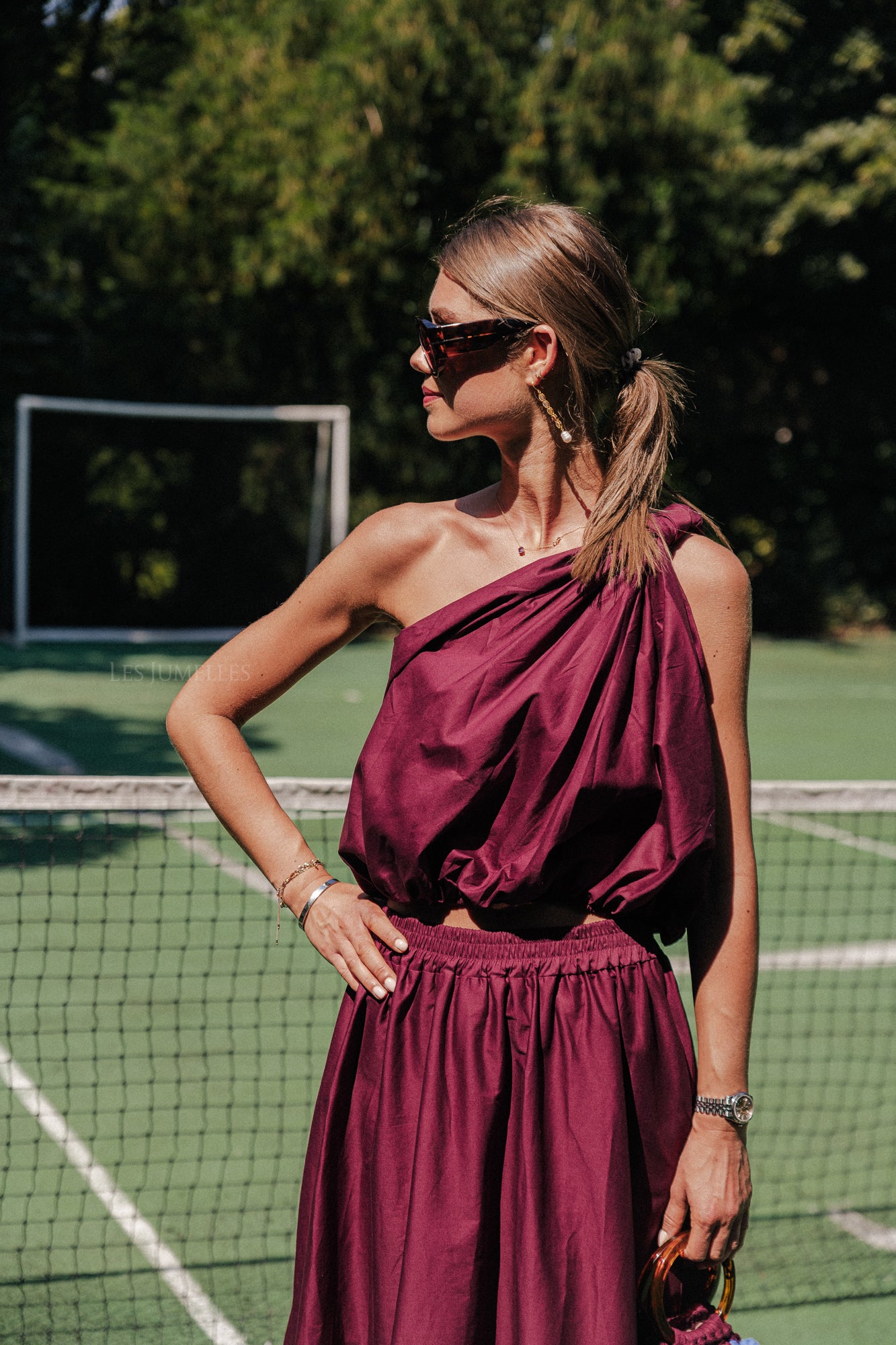 Fran one shoulder top burgundy