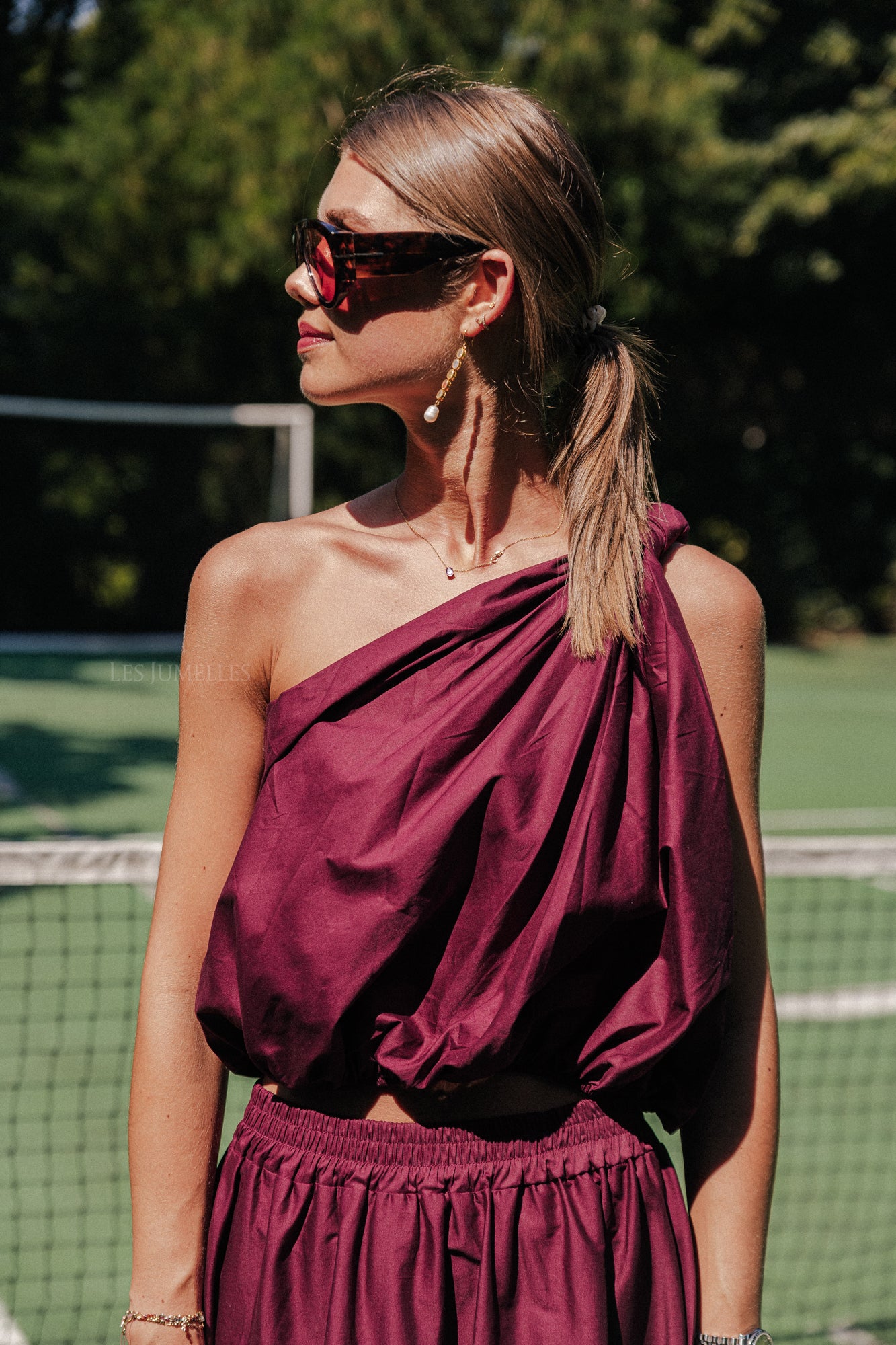 Fran one shoulder top burgundy