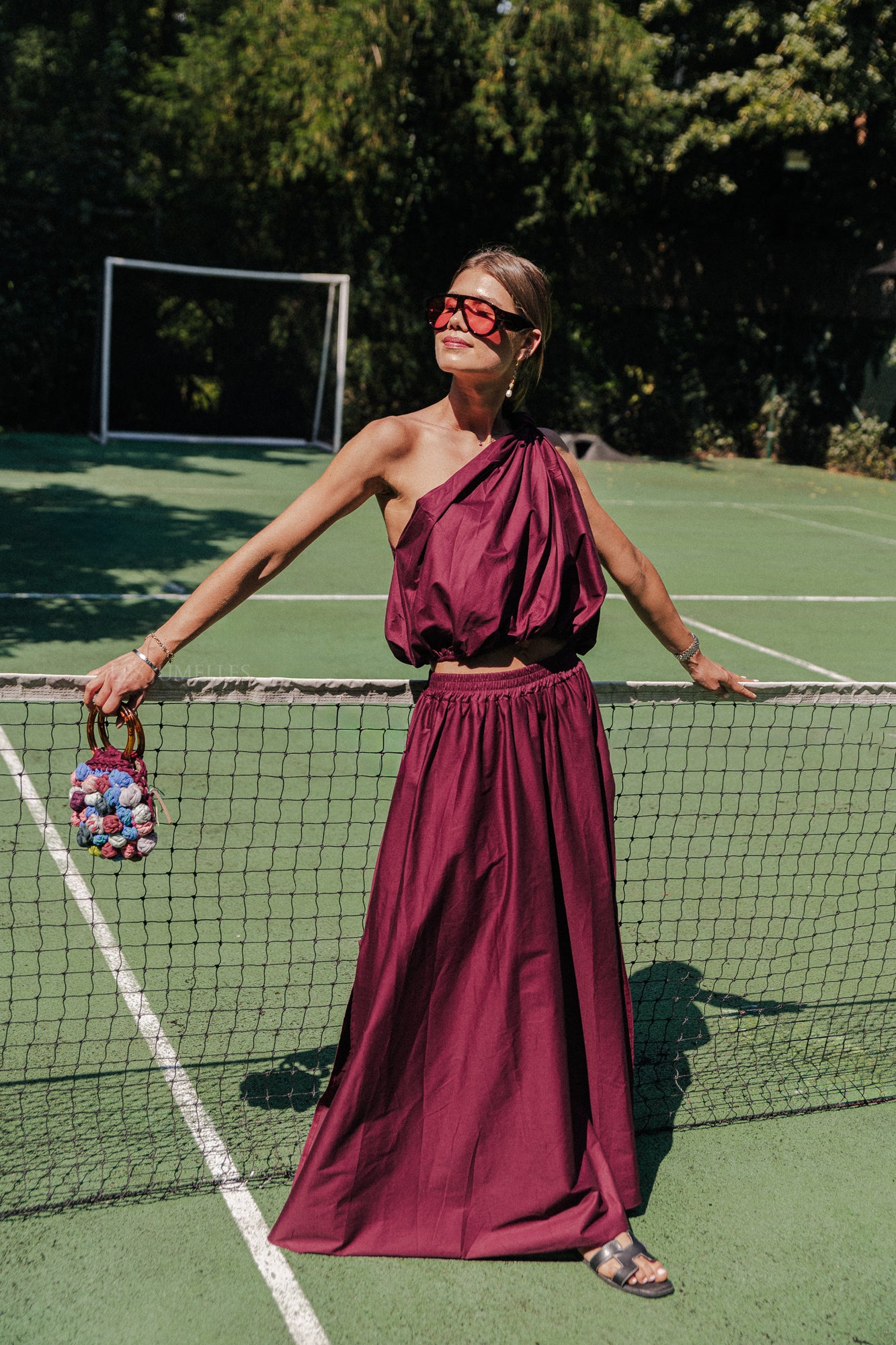 Fran one shoulder top burgundy