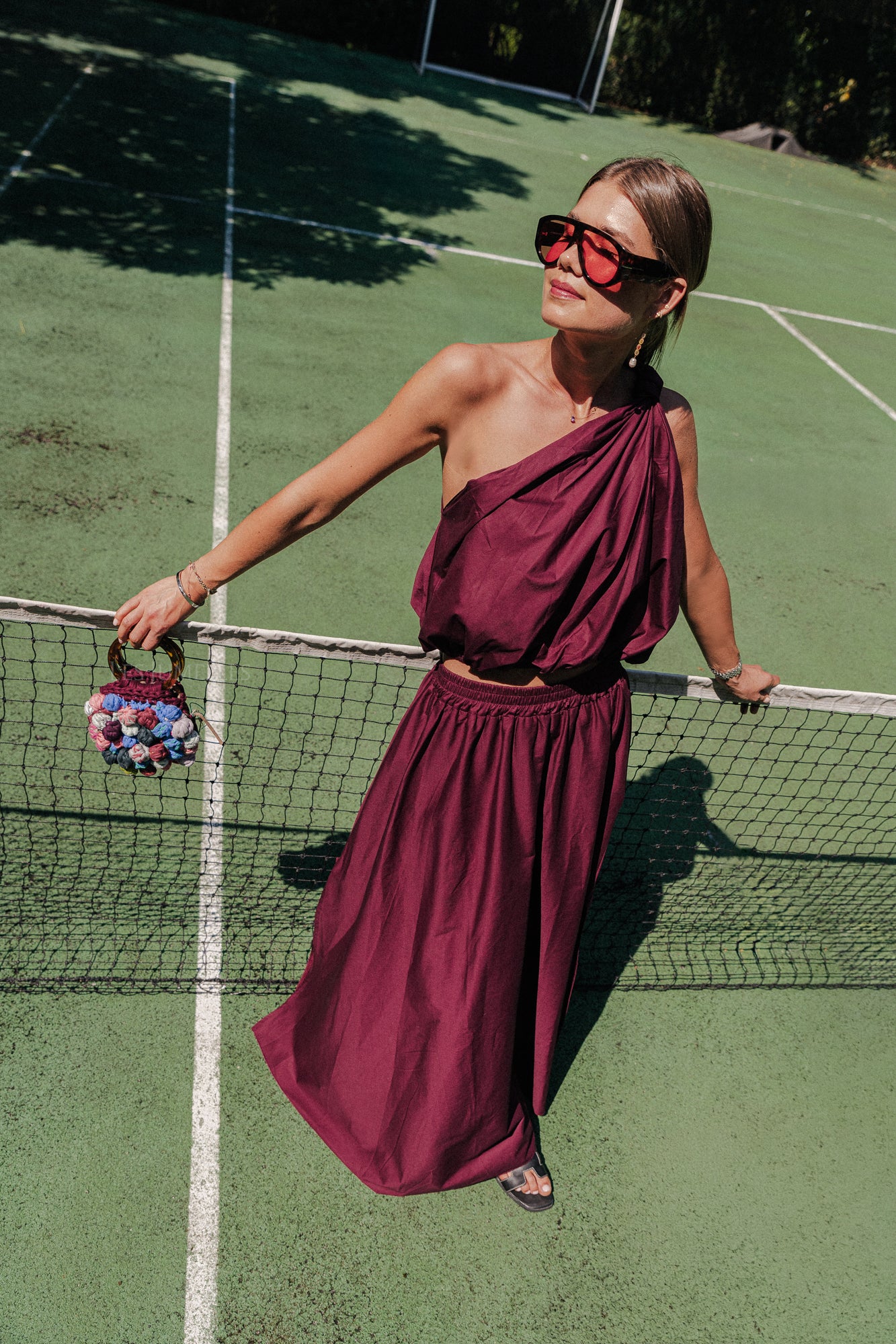 Fran one shoulder top burgundy