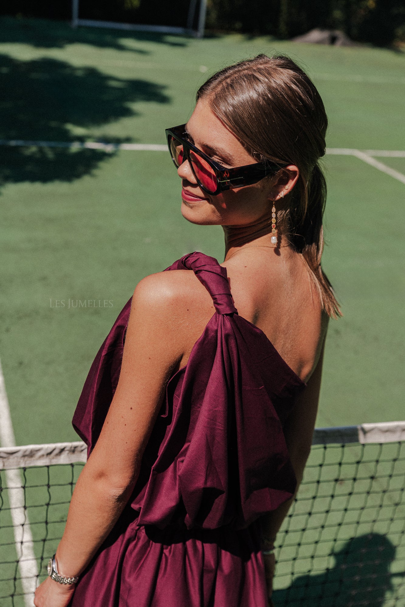 Fran one shoulder top burgundy