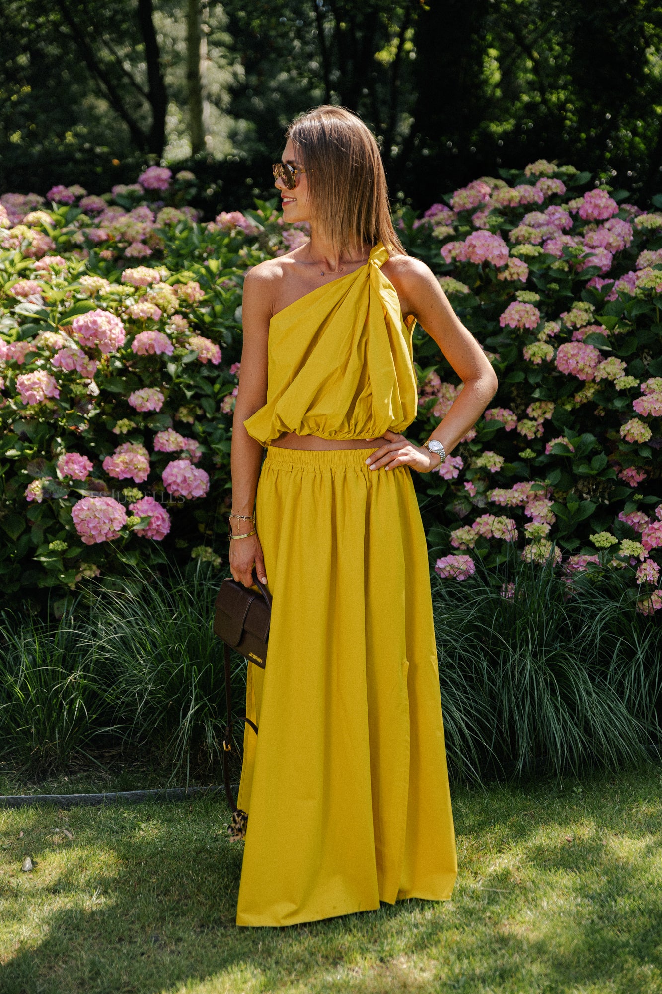 Fran one shoulder top ochre