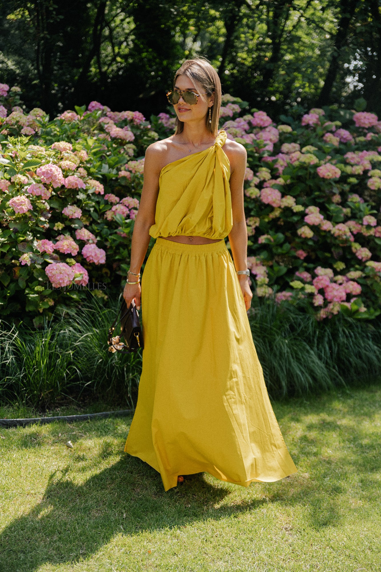 Fran one shoulder top ochre
