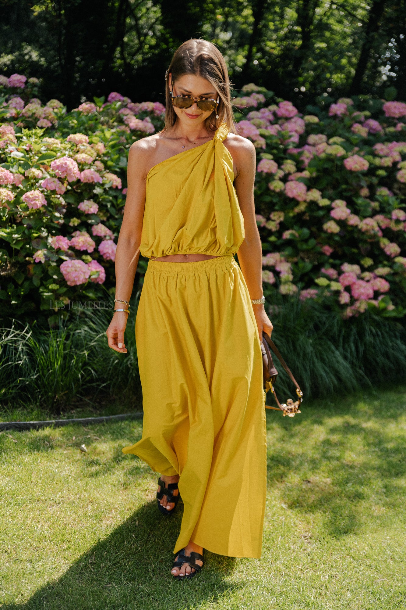 Fran one shoulder top ochre