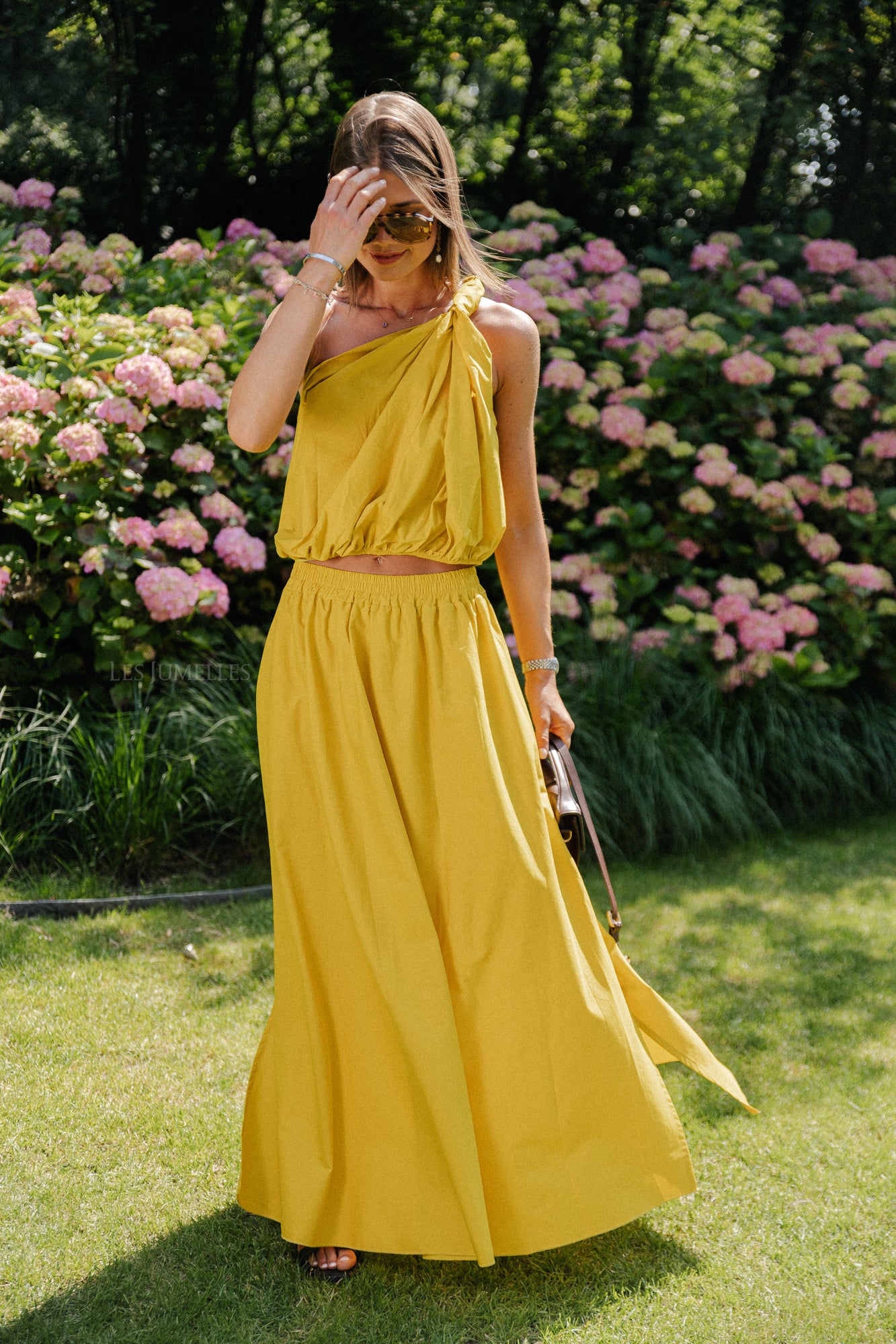 Fran one shoulder top ochre