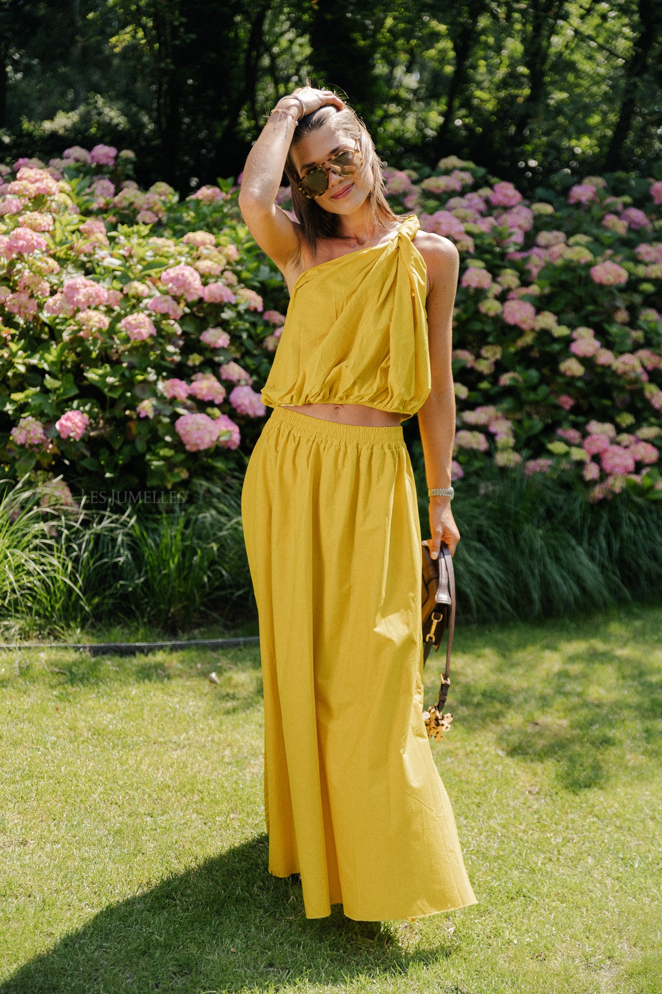 Fran one shoulder top ochre