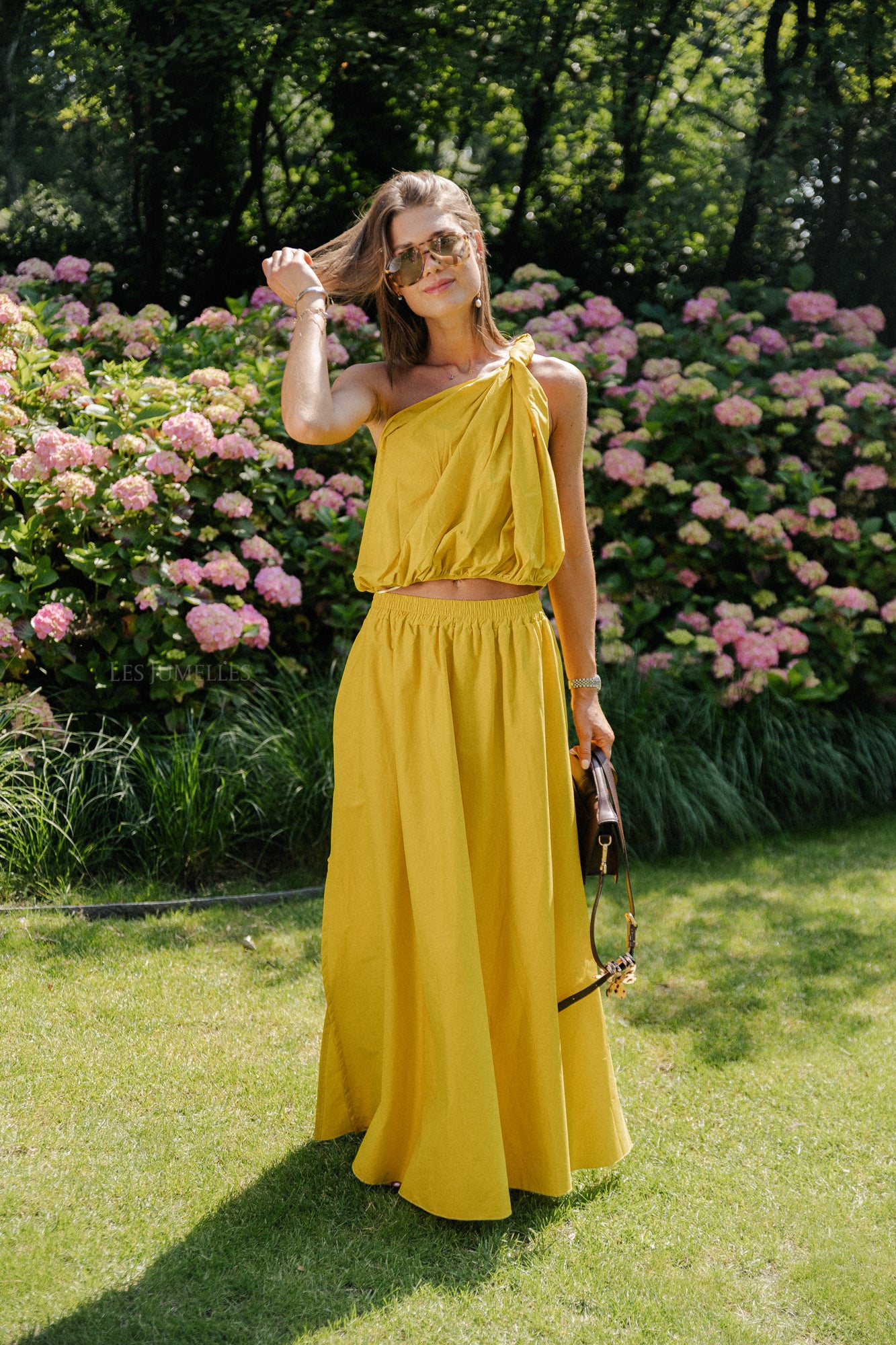 Fran one shoulder top ochre