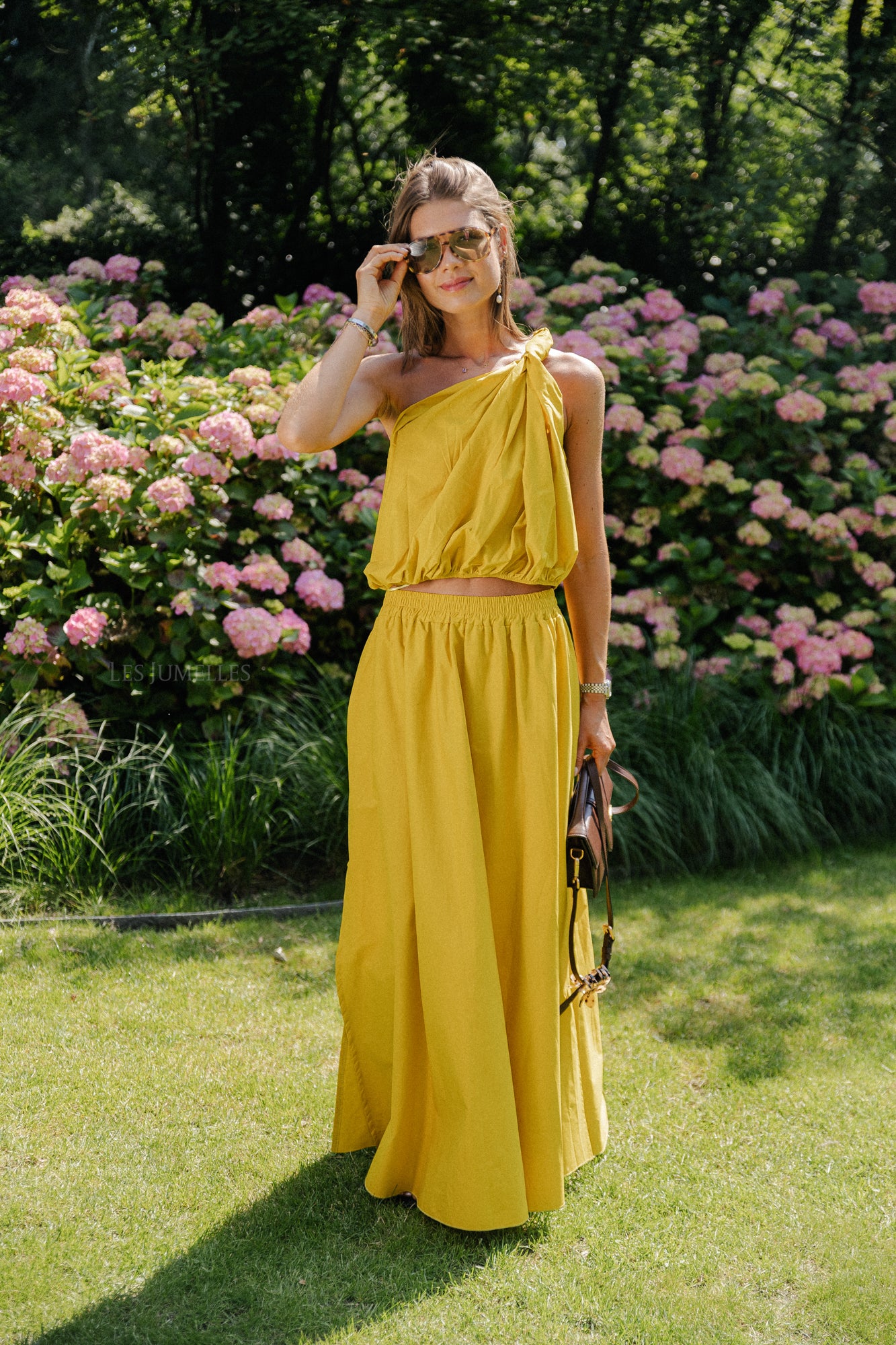 Fran one shoulder top ochre