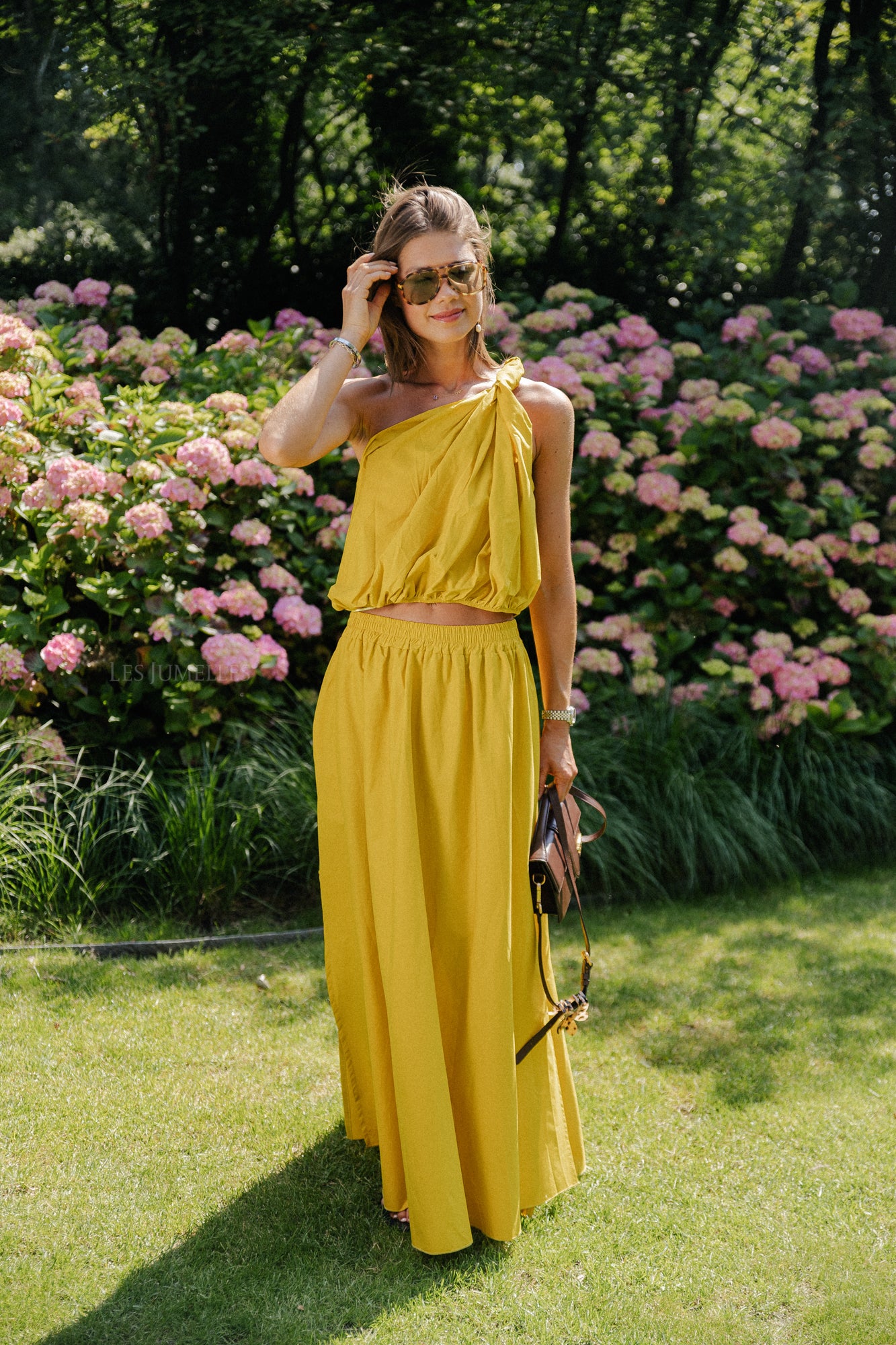 Fran one shoulder top ochre