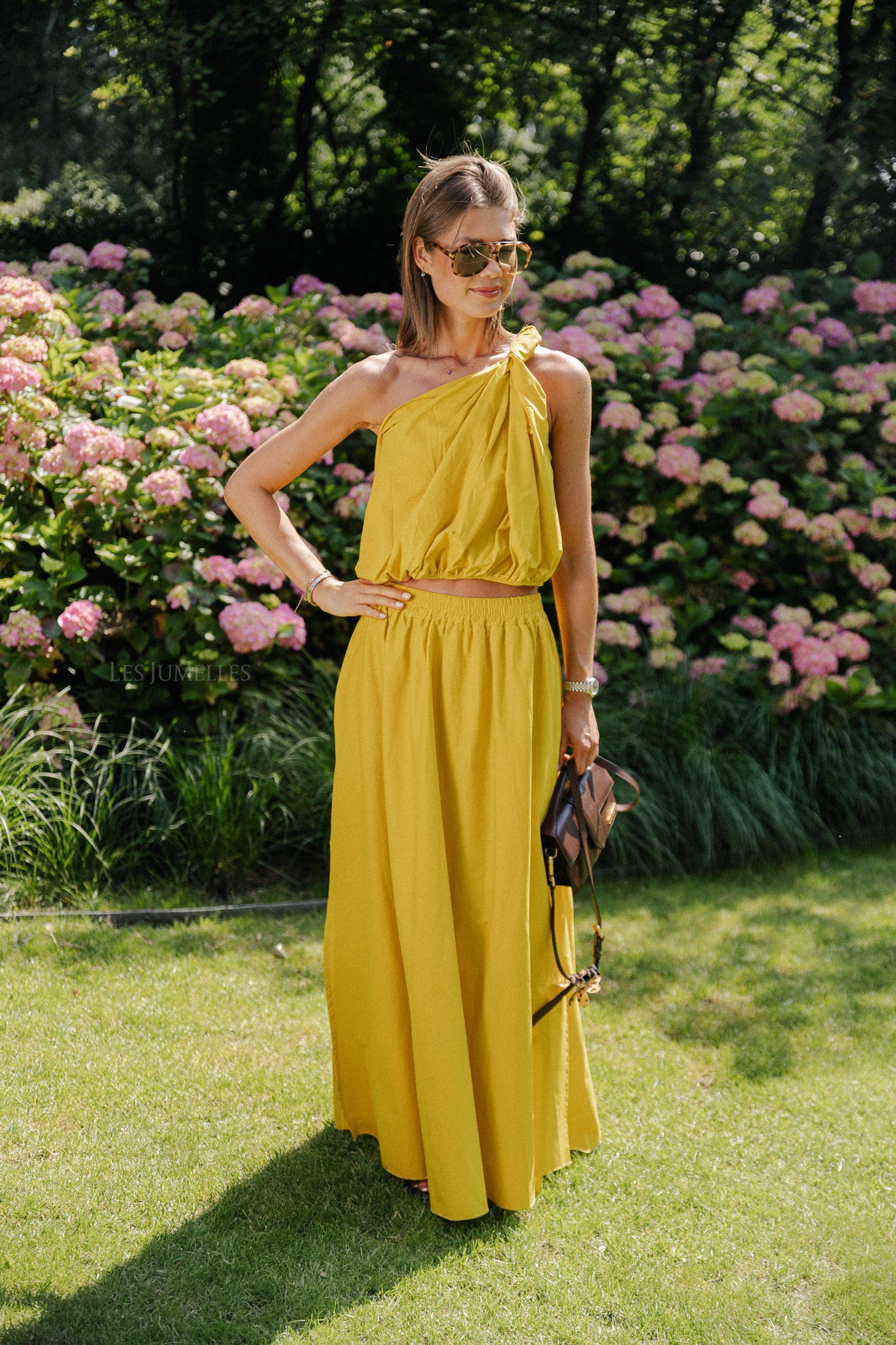 Fran one shoulder top ochre