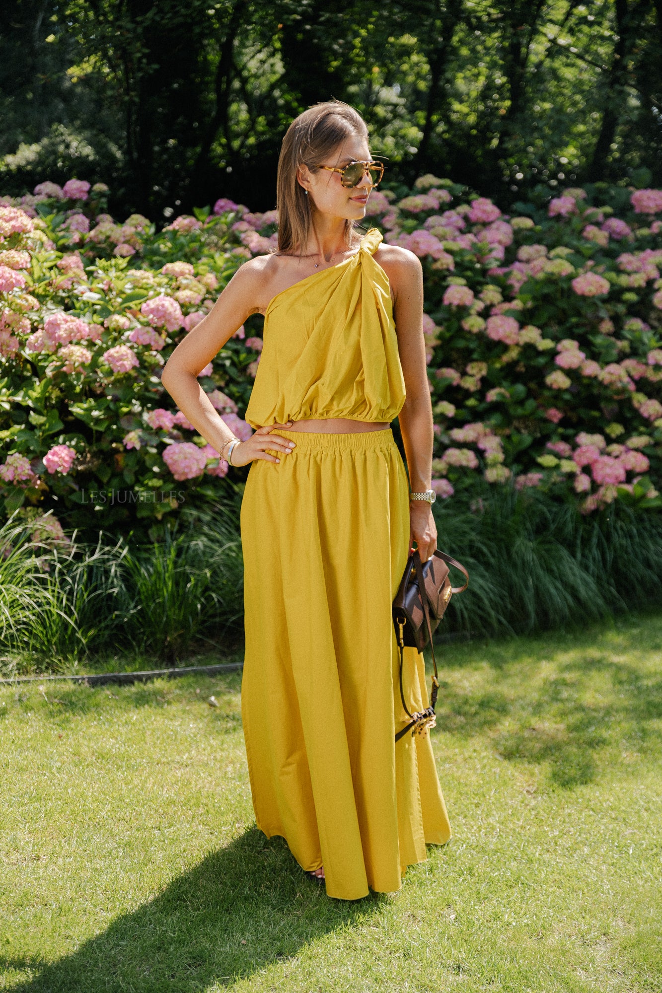 Fran one shoulder top ochre