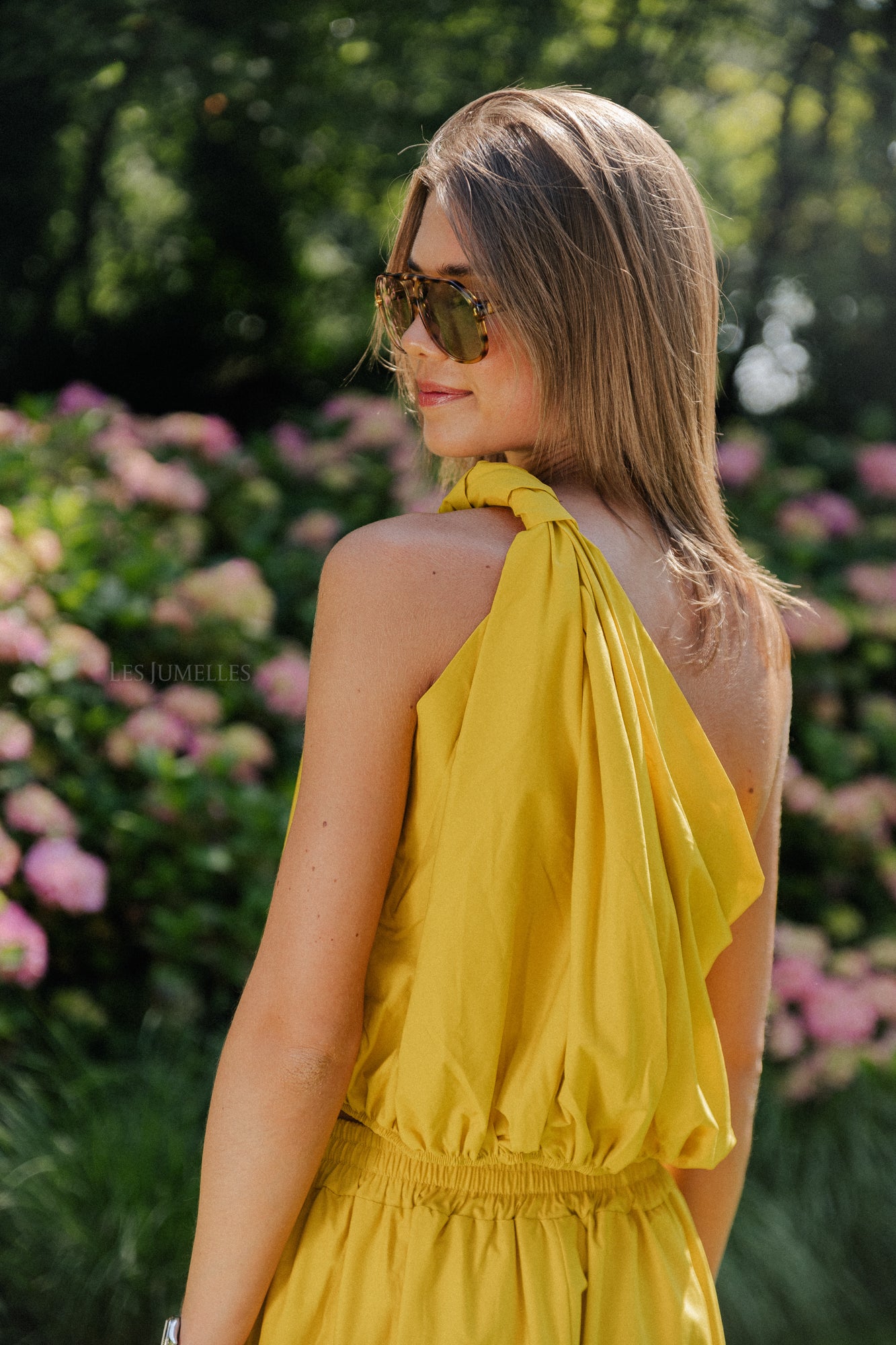 Fran one shoulder top ochre