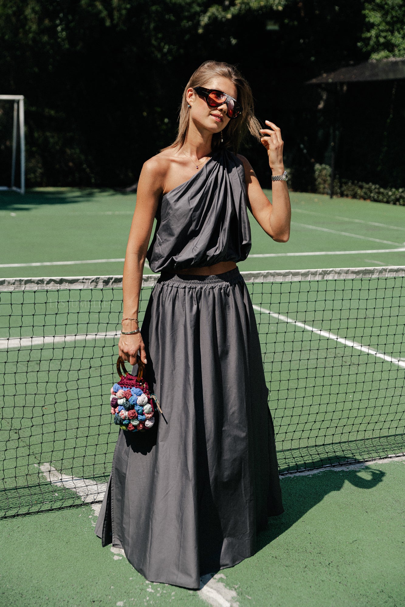 Haut asymétrique Fran anthracite