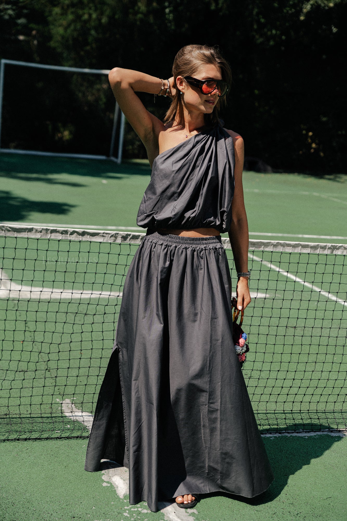 Haut asymétrique Fran anthracite