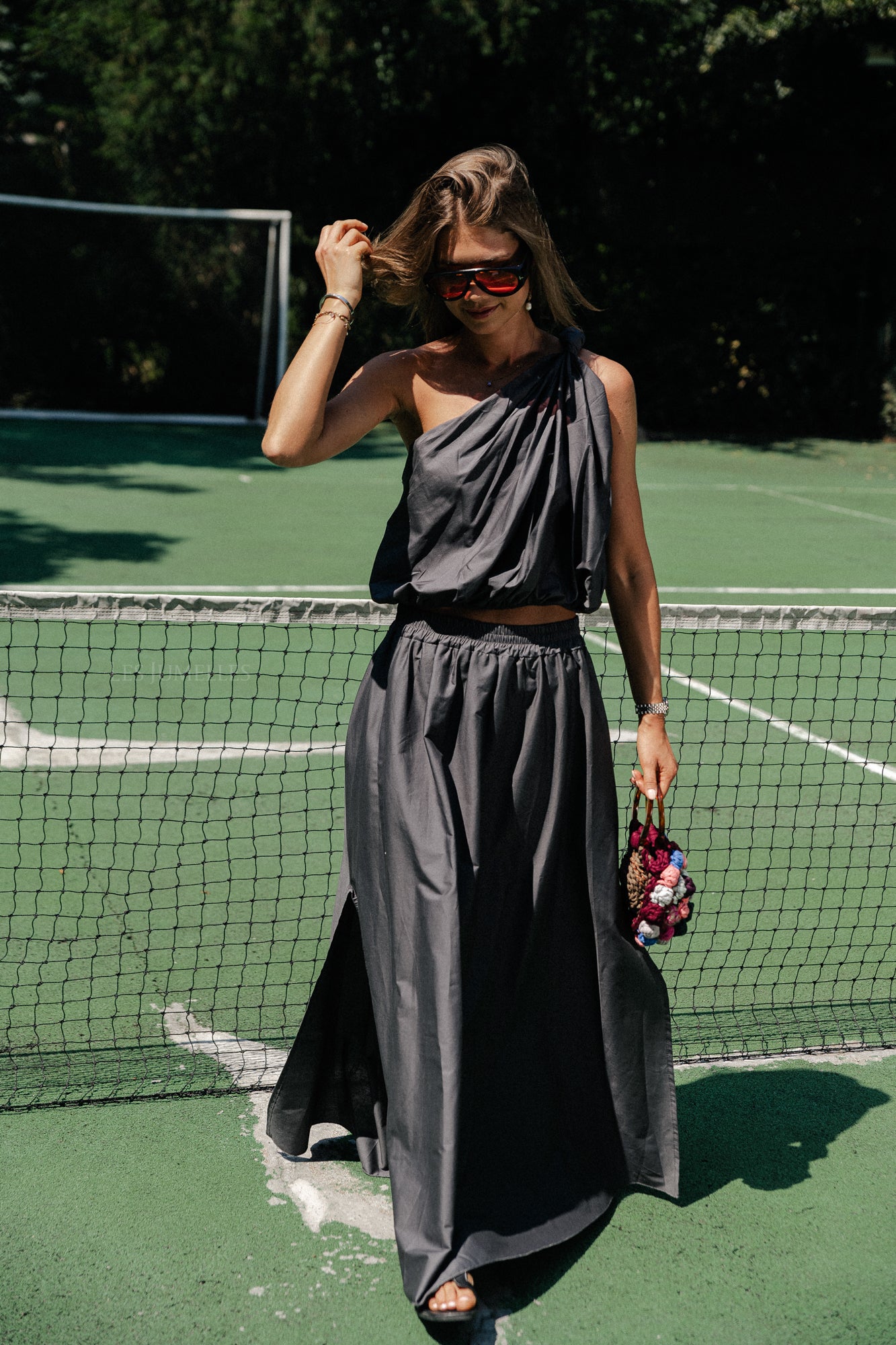 Haut asymétrique Fran anthracite