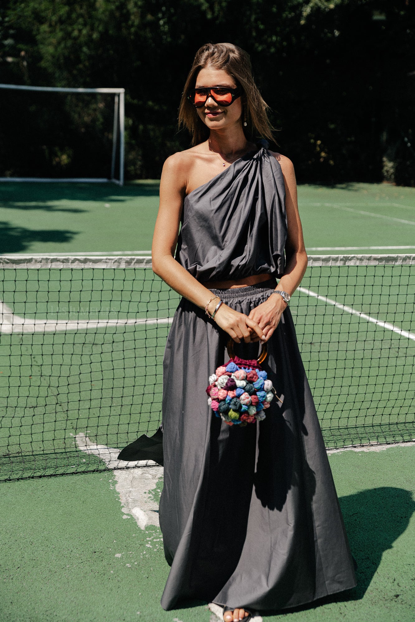 Haut asymétrique Fran anthracite