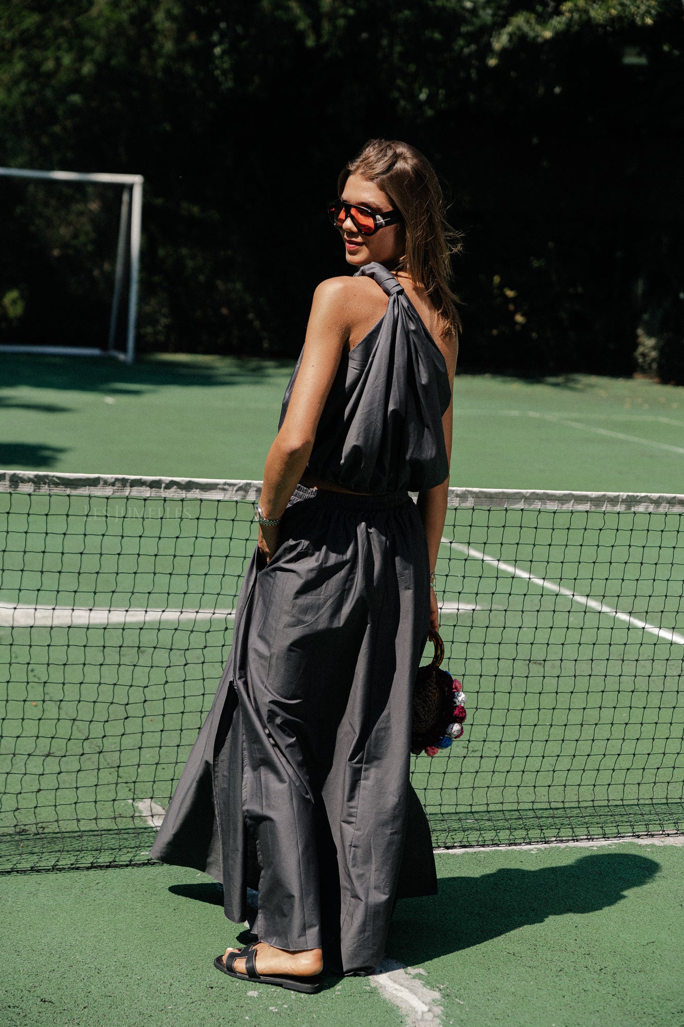 Haut asymétrique Fran anthracite