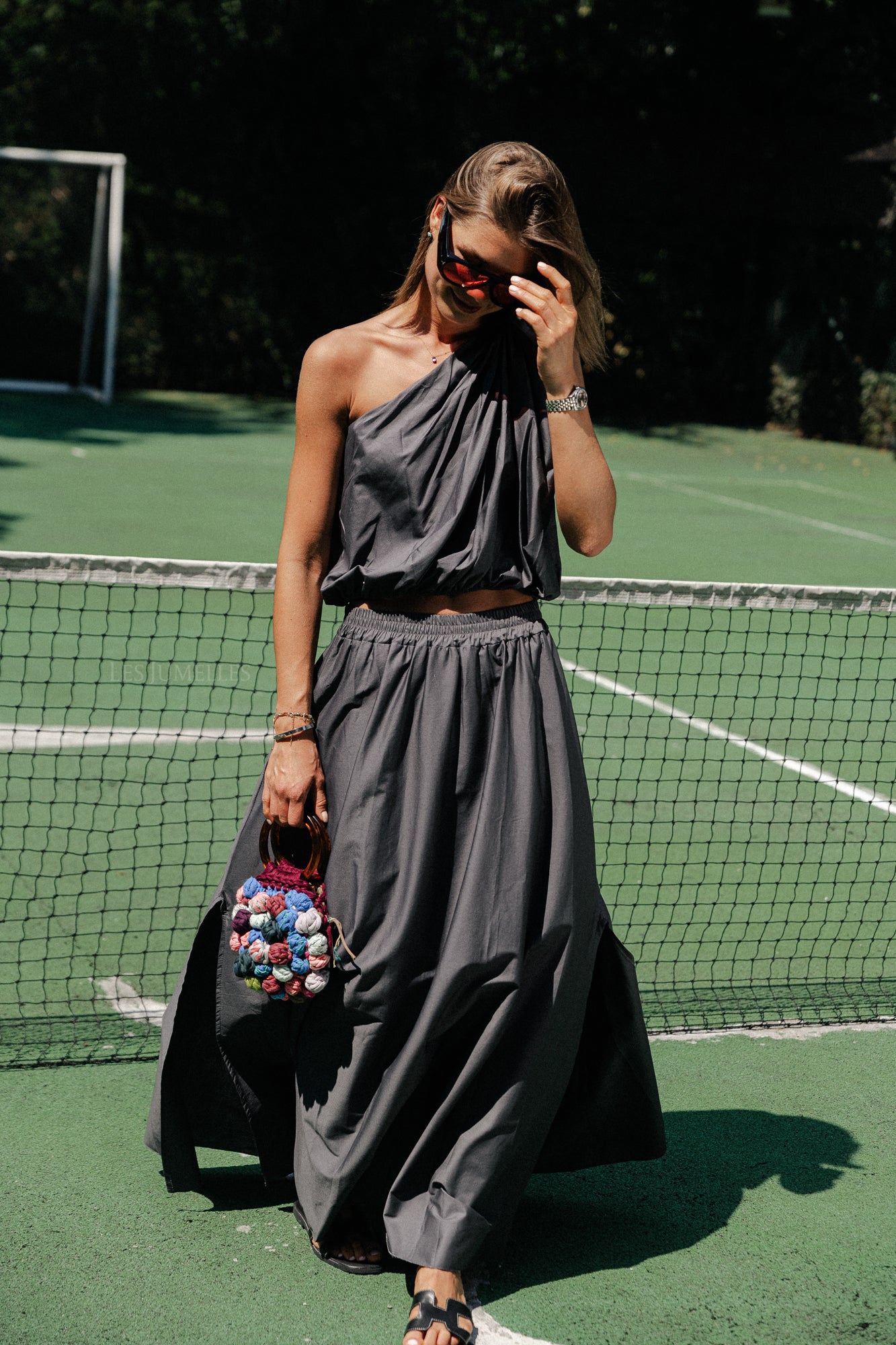 Haut asymétrique Fran anthracite