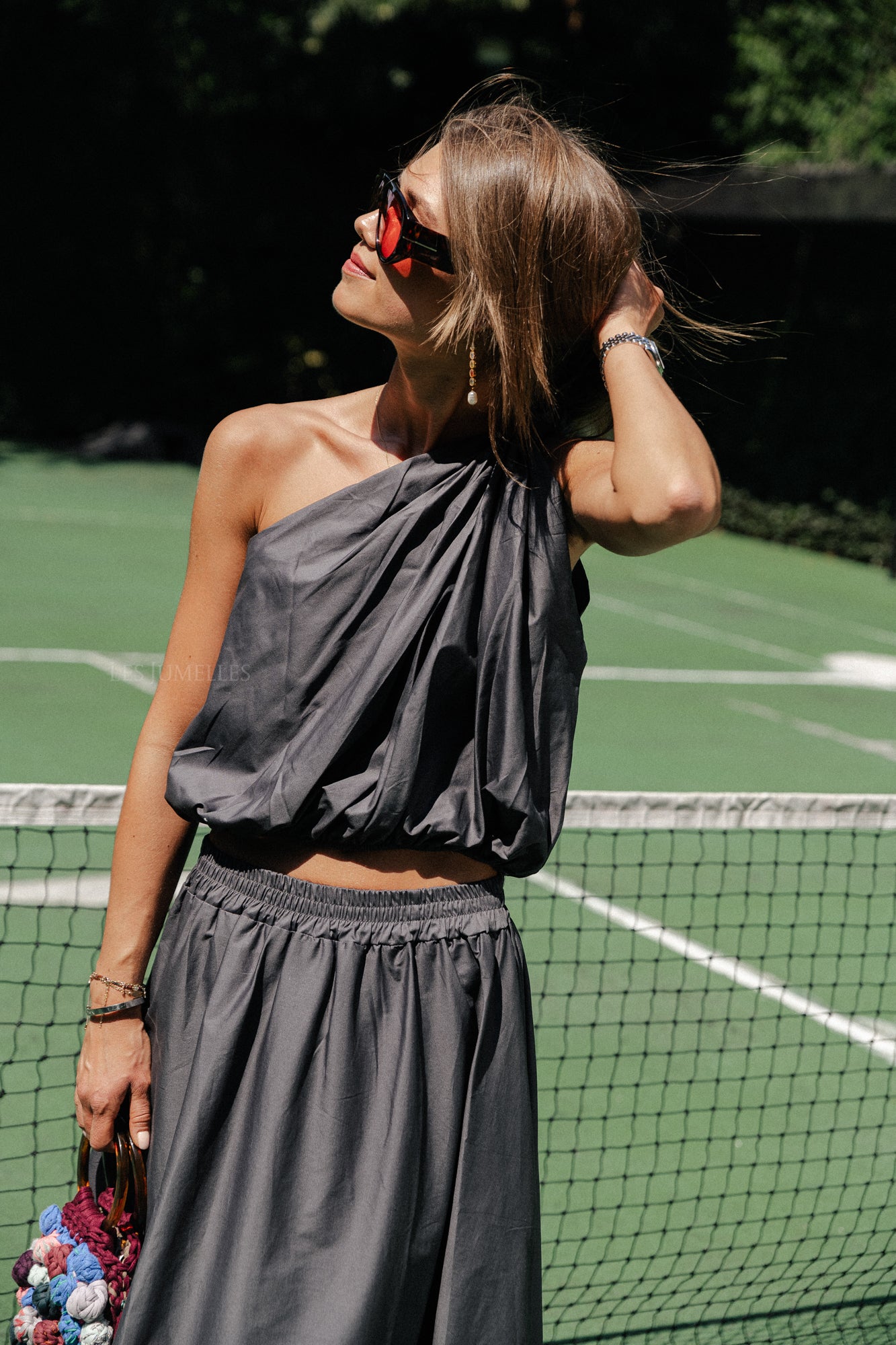 Haut asymétrique Fran anthracite