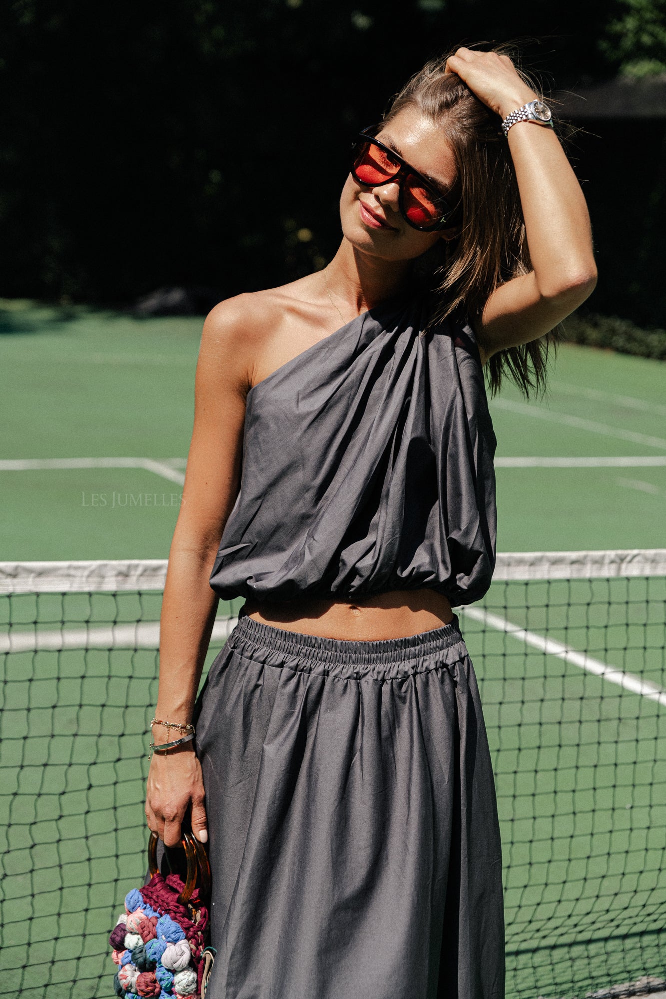 Haut asymétrique Fran anthracite