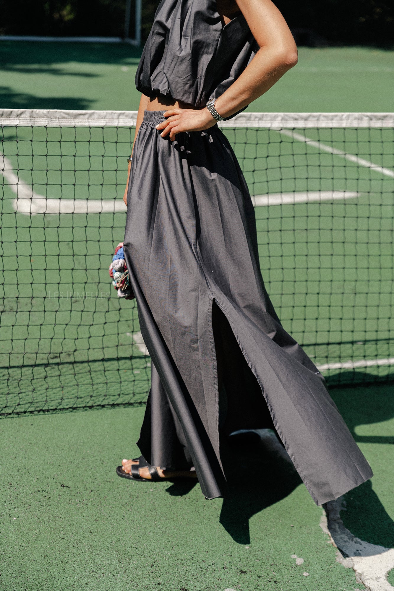Haut asymétrique Fran anthracite