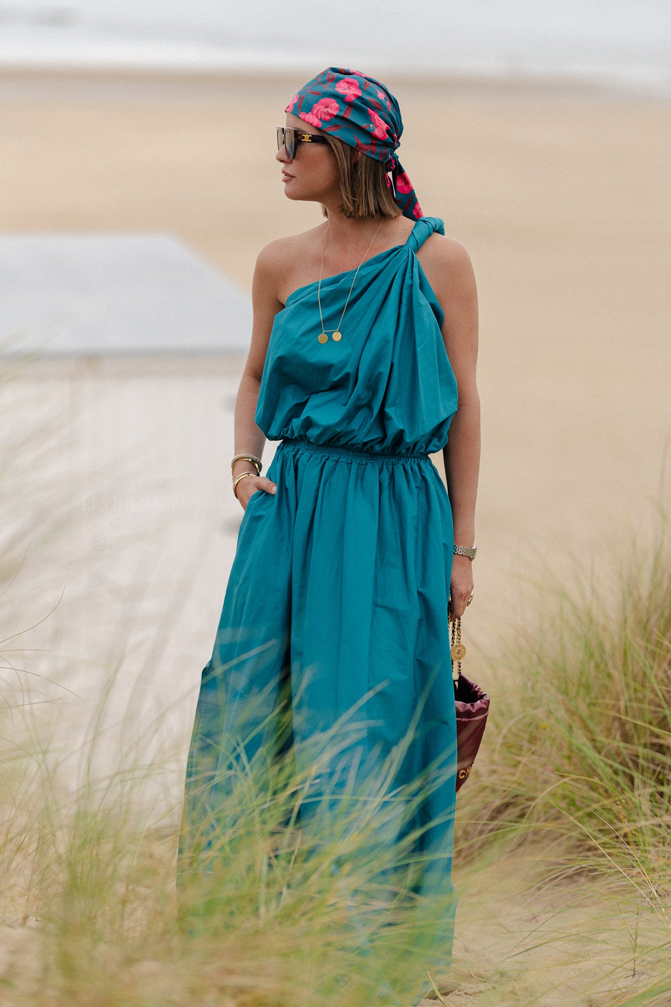 Fran one shoulder top harbor blue